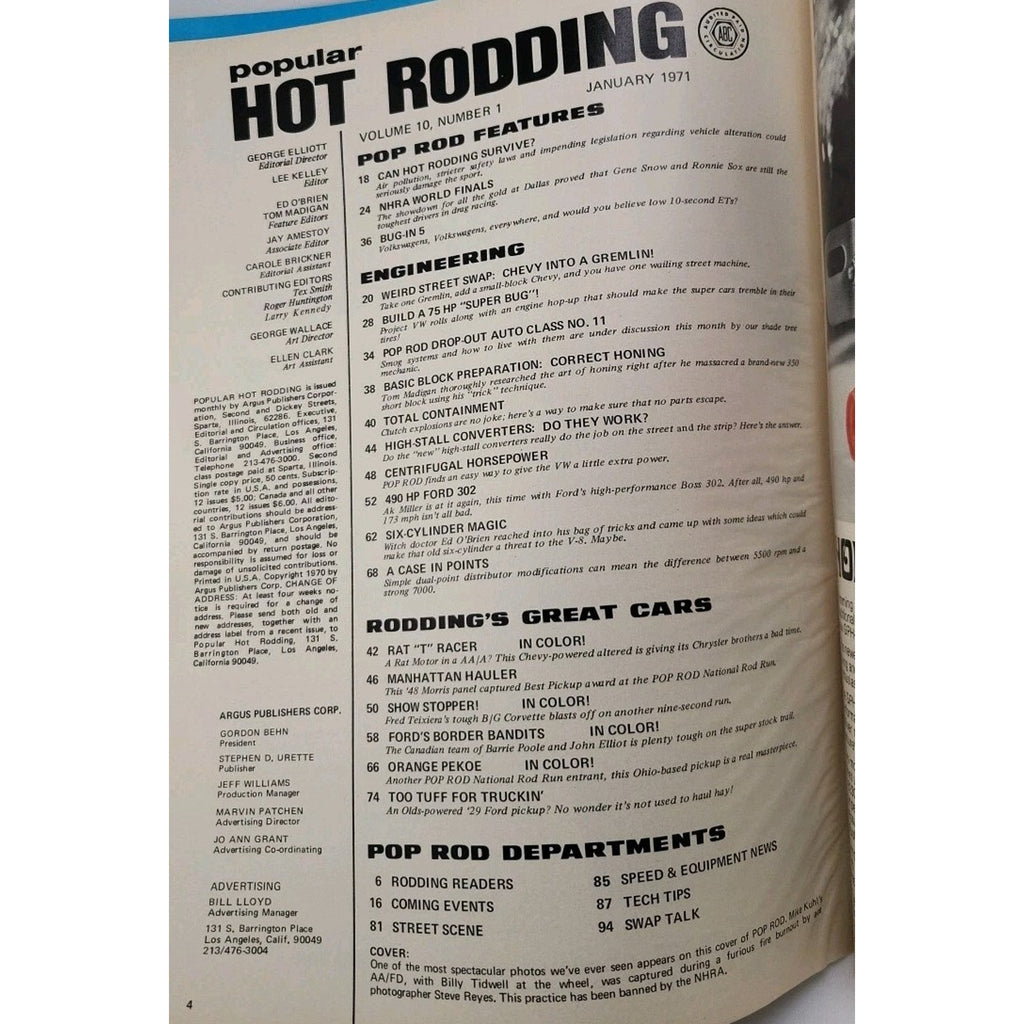 Popular Hot Rodding Magazine January 1971
