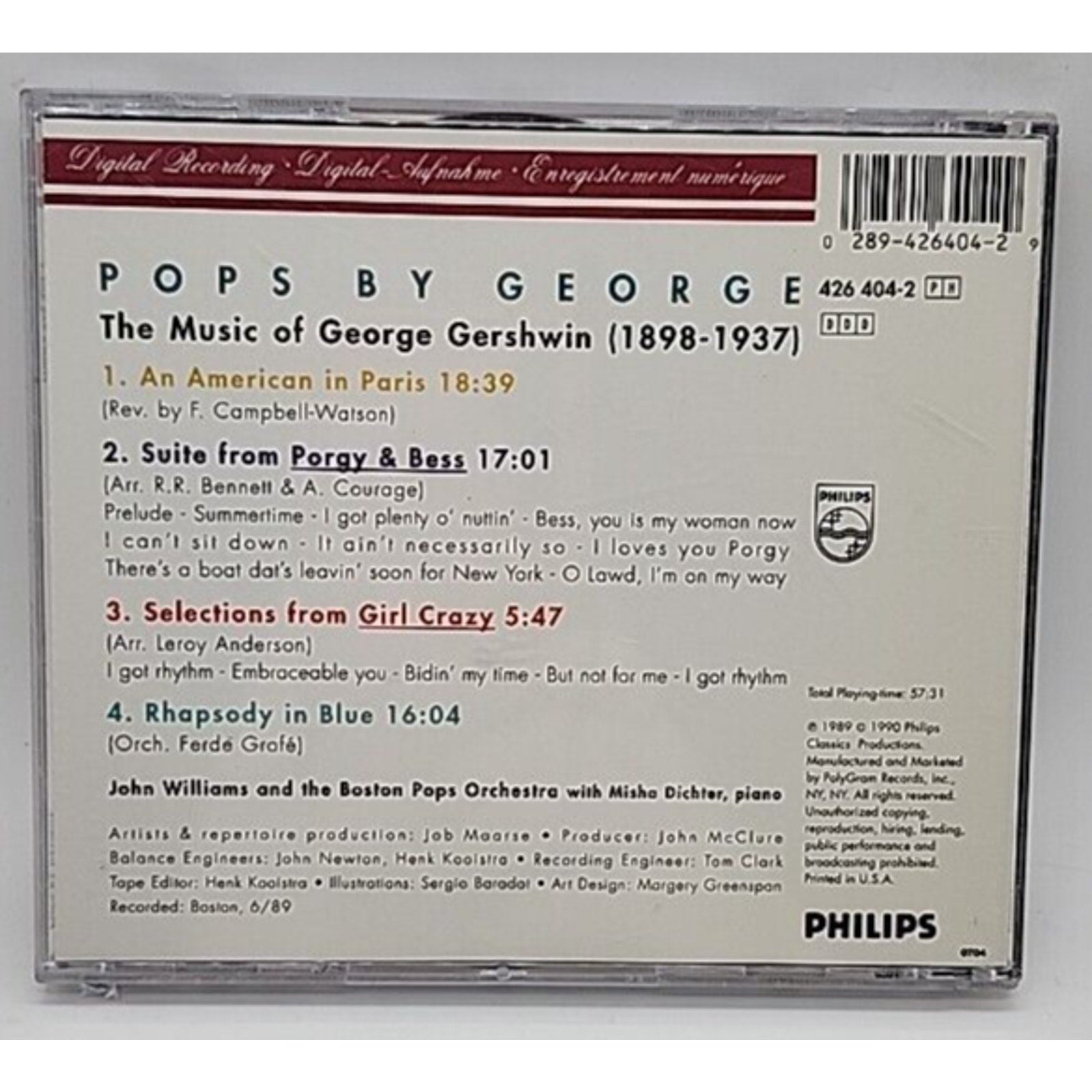 Pops by George by John Williams (Film Composer) (CD, Aug-1990, Philips)