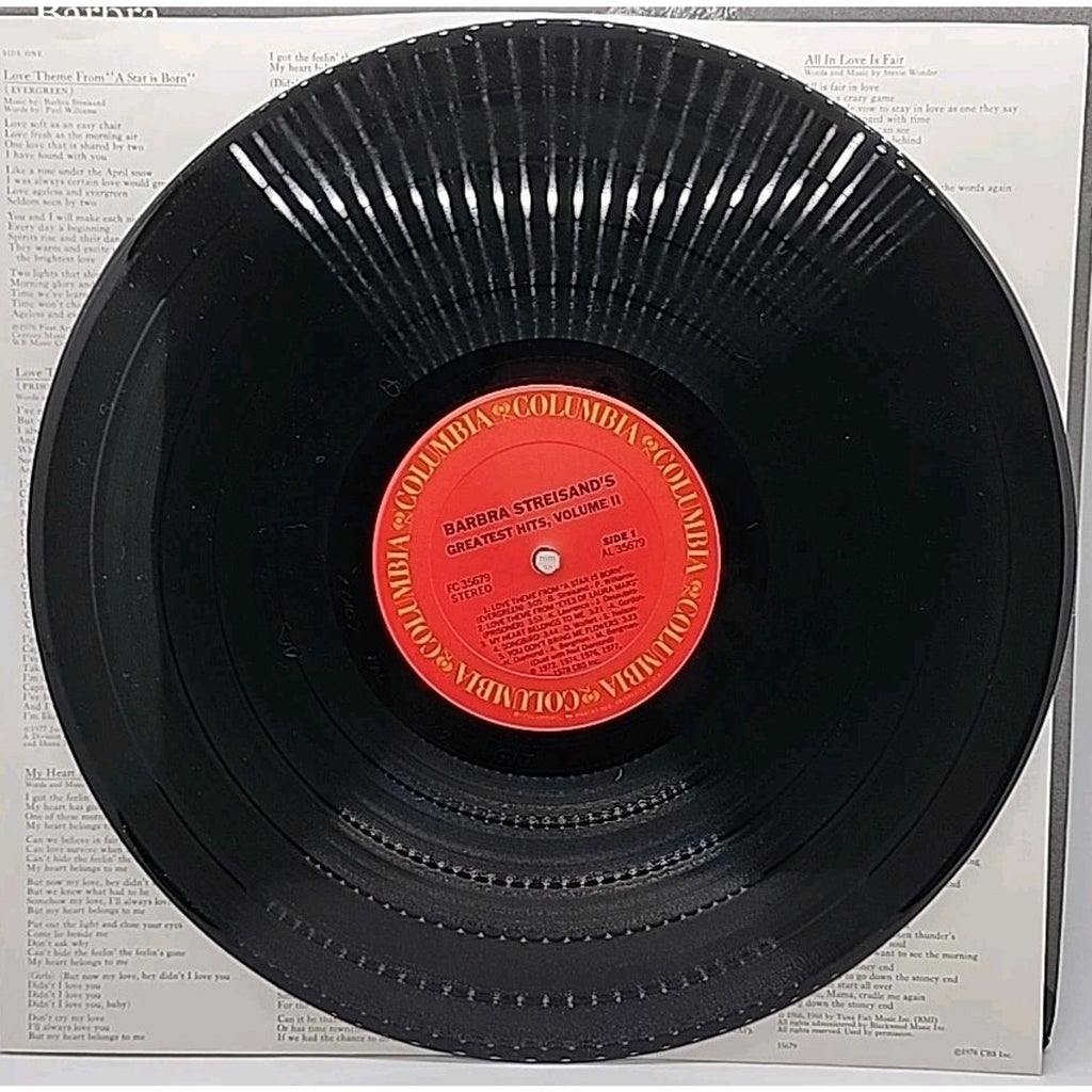 Barbra Streisand's Greatest Hits Volume 2 Vinyl LP Record