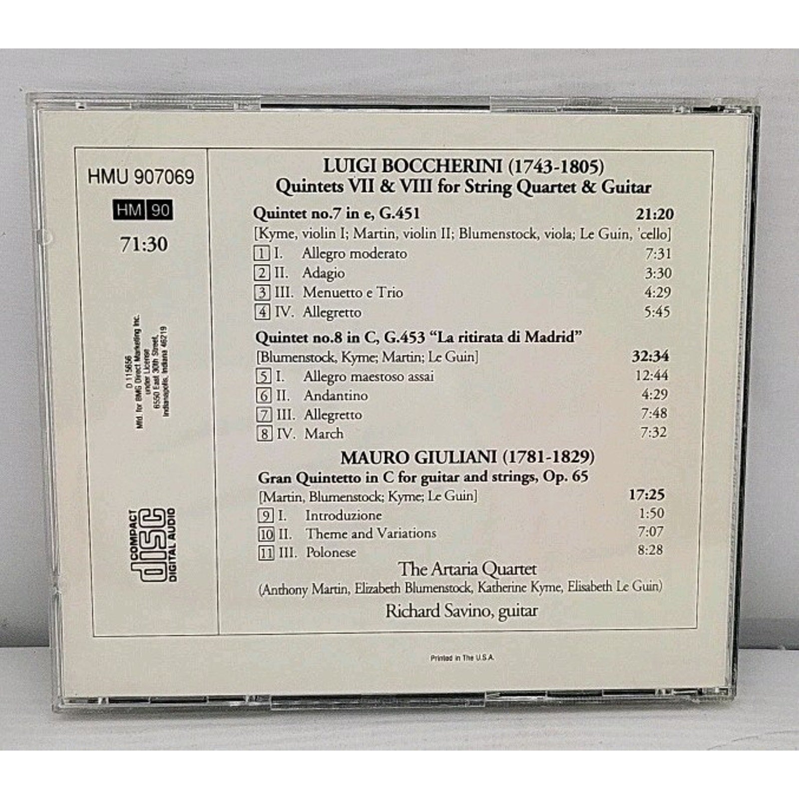 Boccherini: Quintets VII & VIII for String Quartet & Guitar; Giuliani: CD