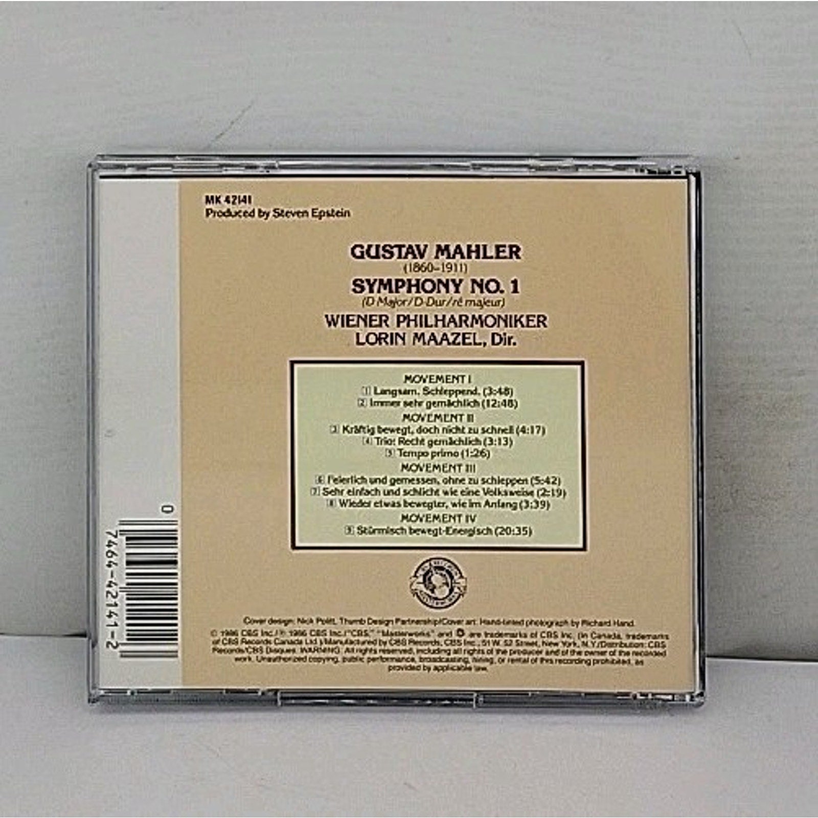 Mahler w/ Wiener Philharmoniker & Lorin Maazel 1986 CBS Masterworks CD