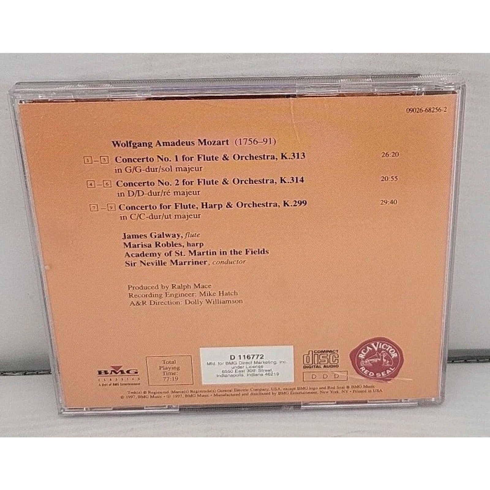 James Galway - Mozart Flute Concertos Academy Of St. Martins Neville Marriner CD