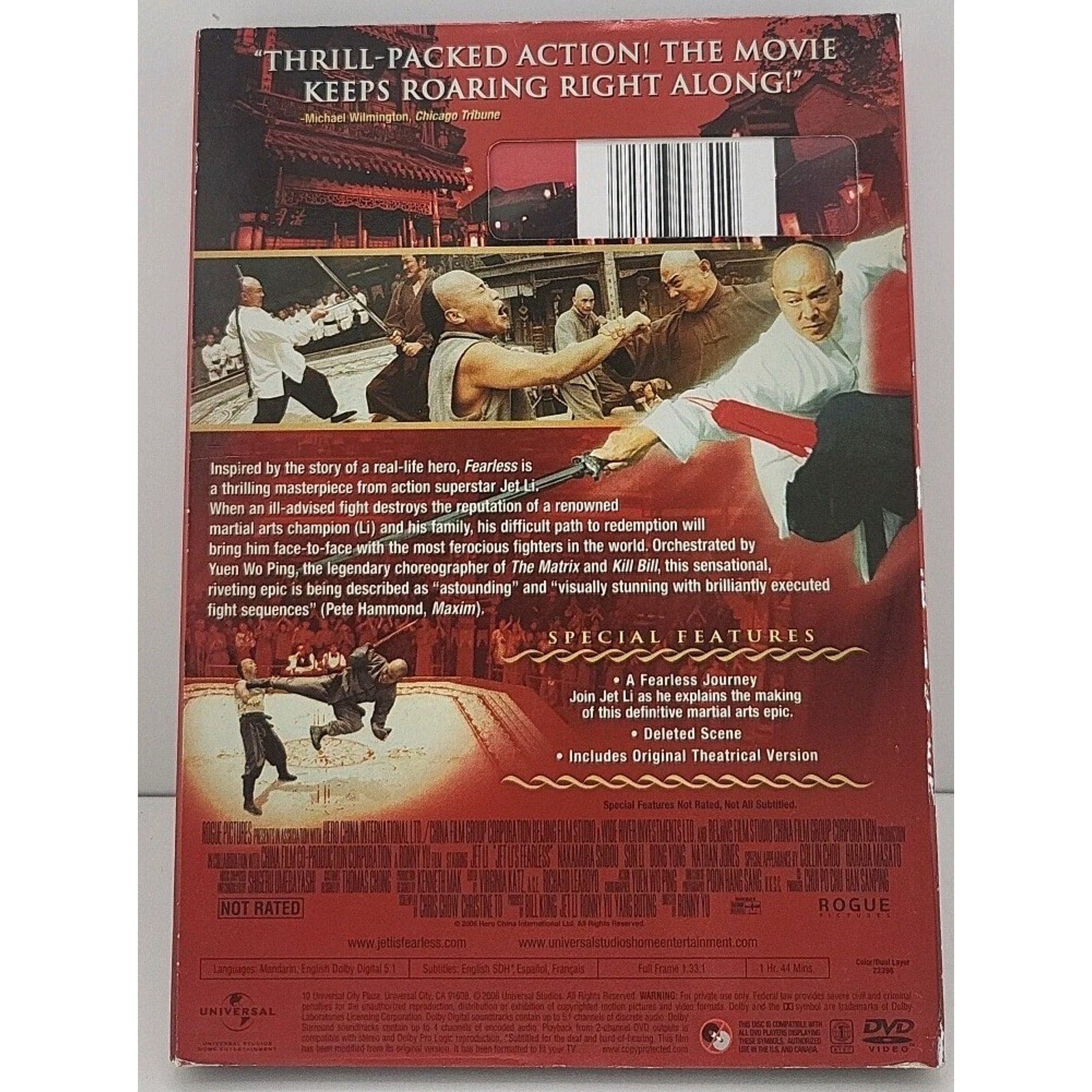 Jet Li's Fearless (DVD, 2006, Full Screen)