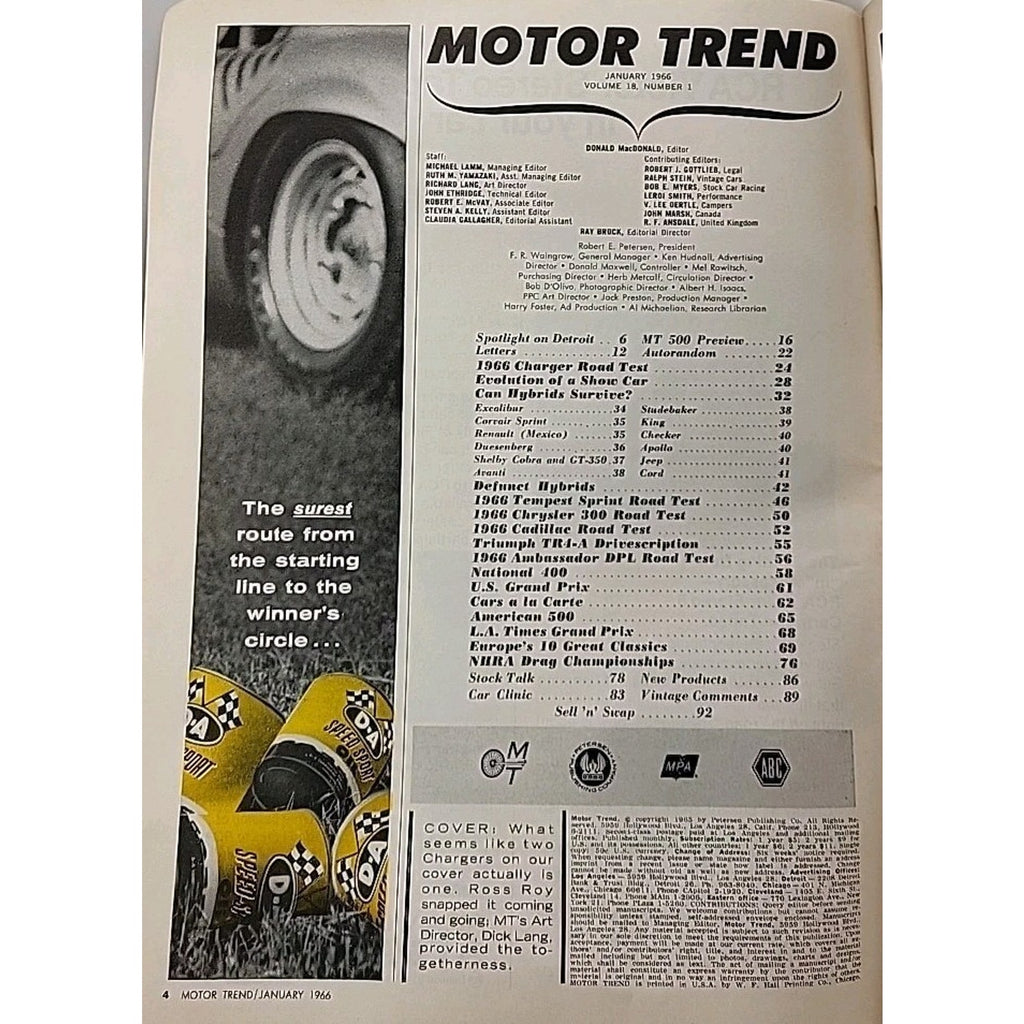 Motor Trend Magazine January 1966 Vol. 18 No. 1