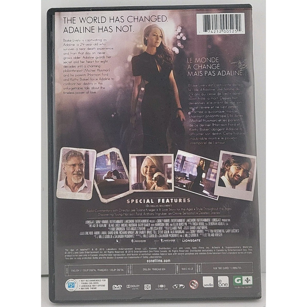 The Age of Adaline (DVD, 2015, Canadian)