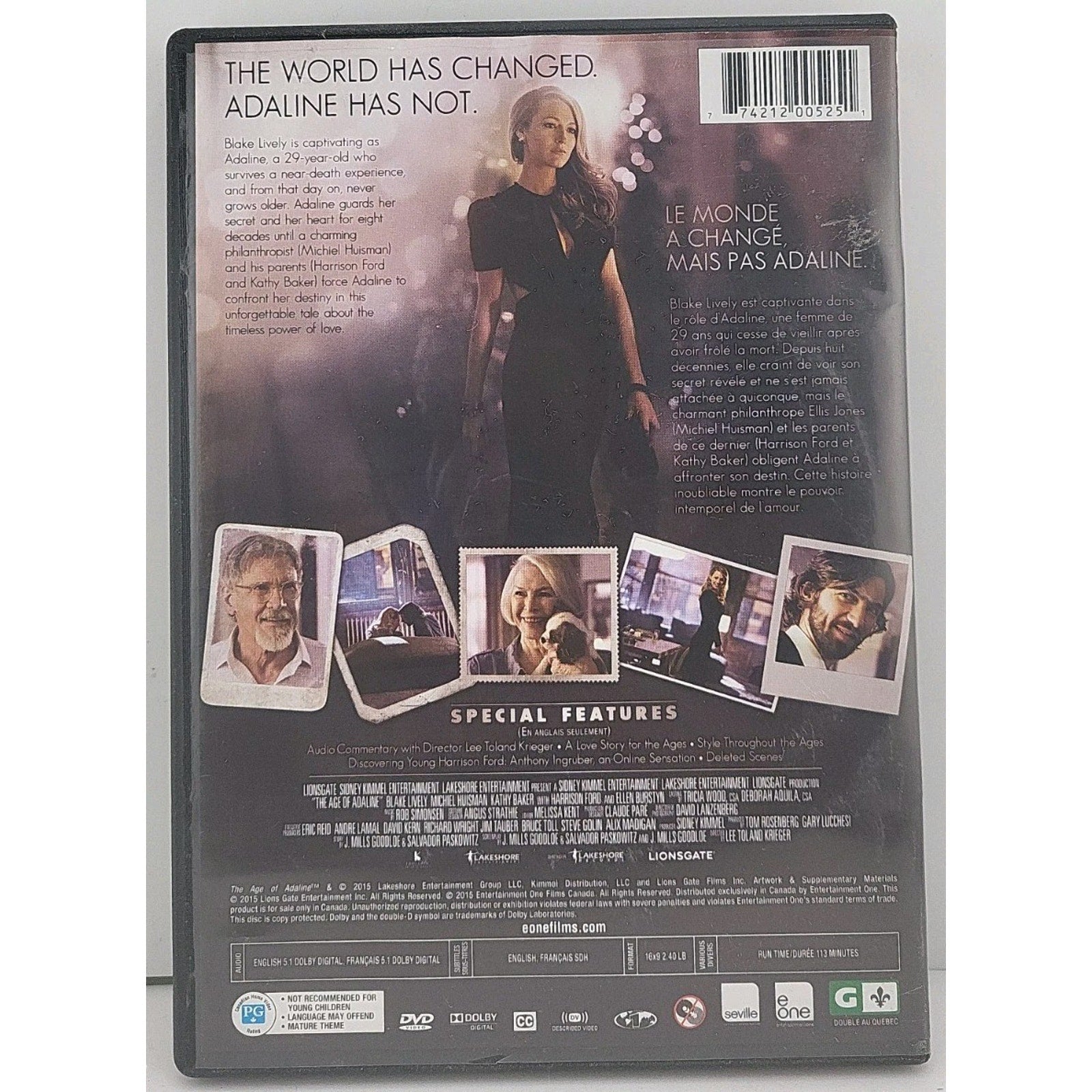 The Age of Adaline (DVD, 2015, Canadian)