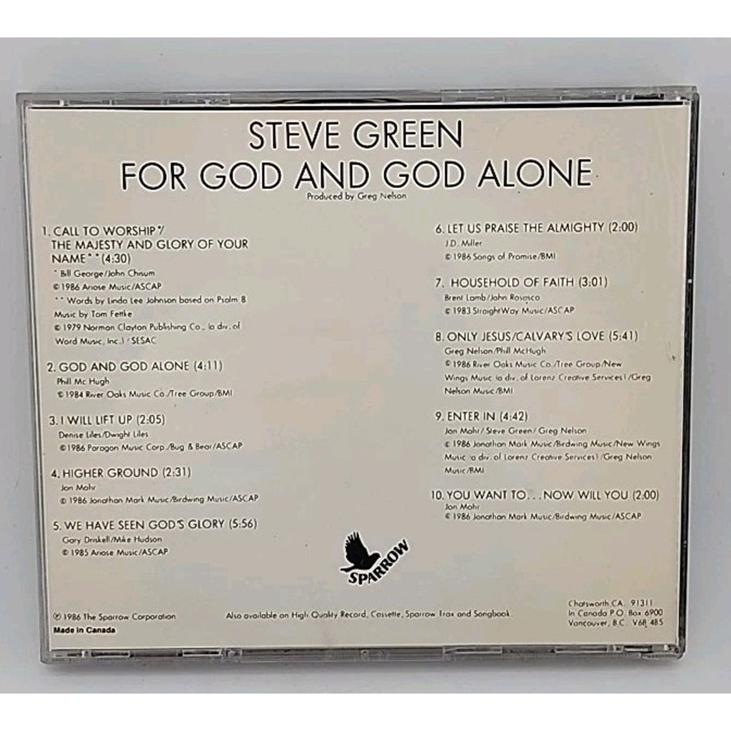 For God and God Alone by Steve Green (Gospel) (CD, Sep-1993, Sparrow Records)