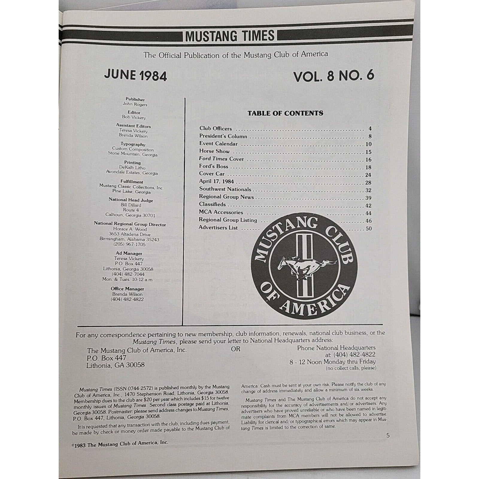 Mustang Times 1984 June Magazine