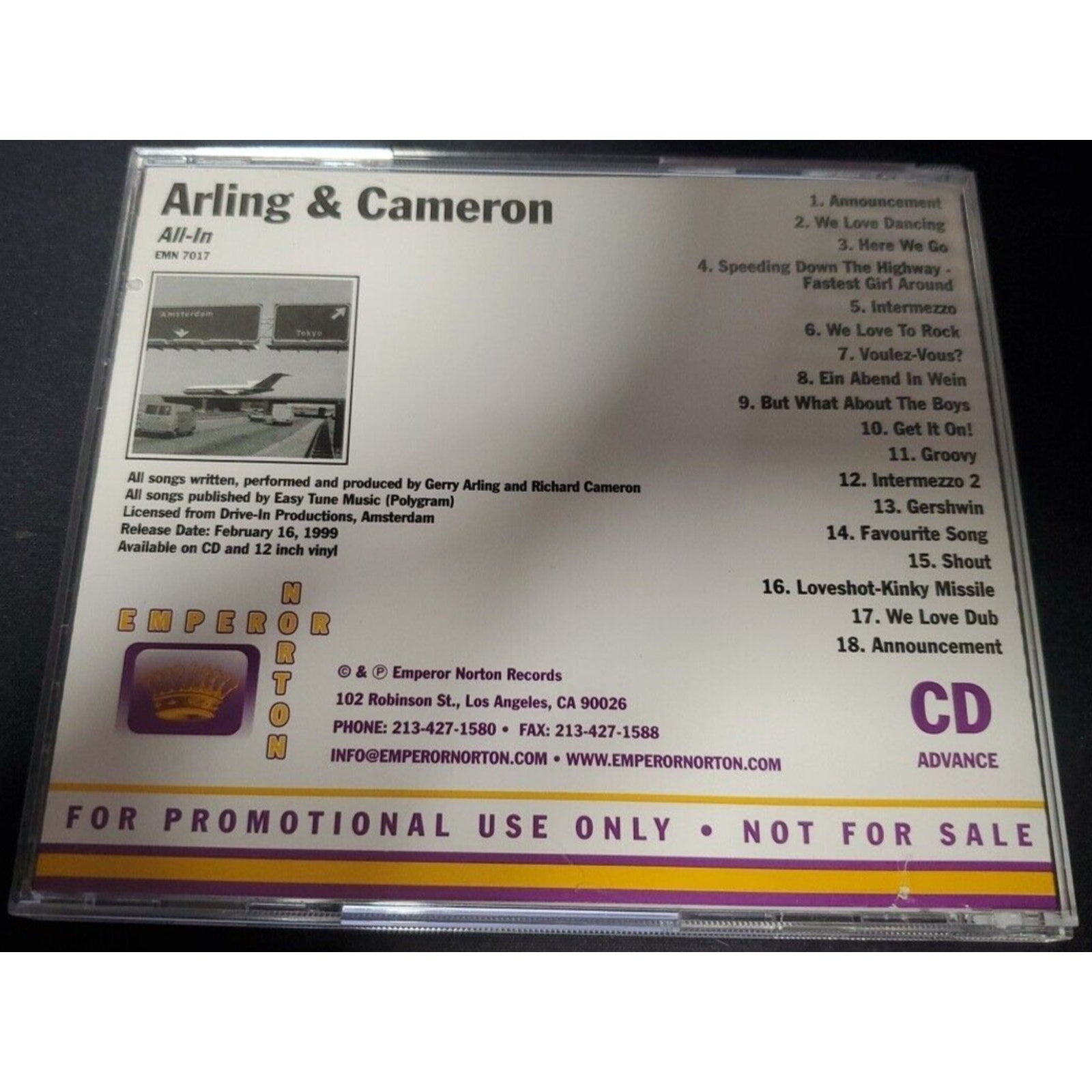 All-In by Arling & Cameron (CD, Feb-1999, Emperor Norton)