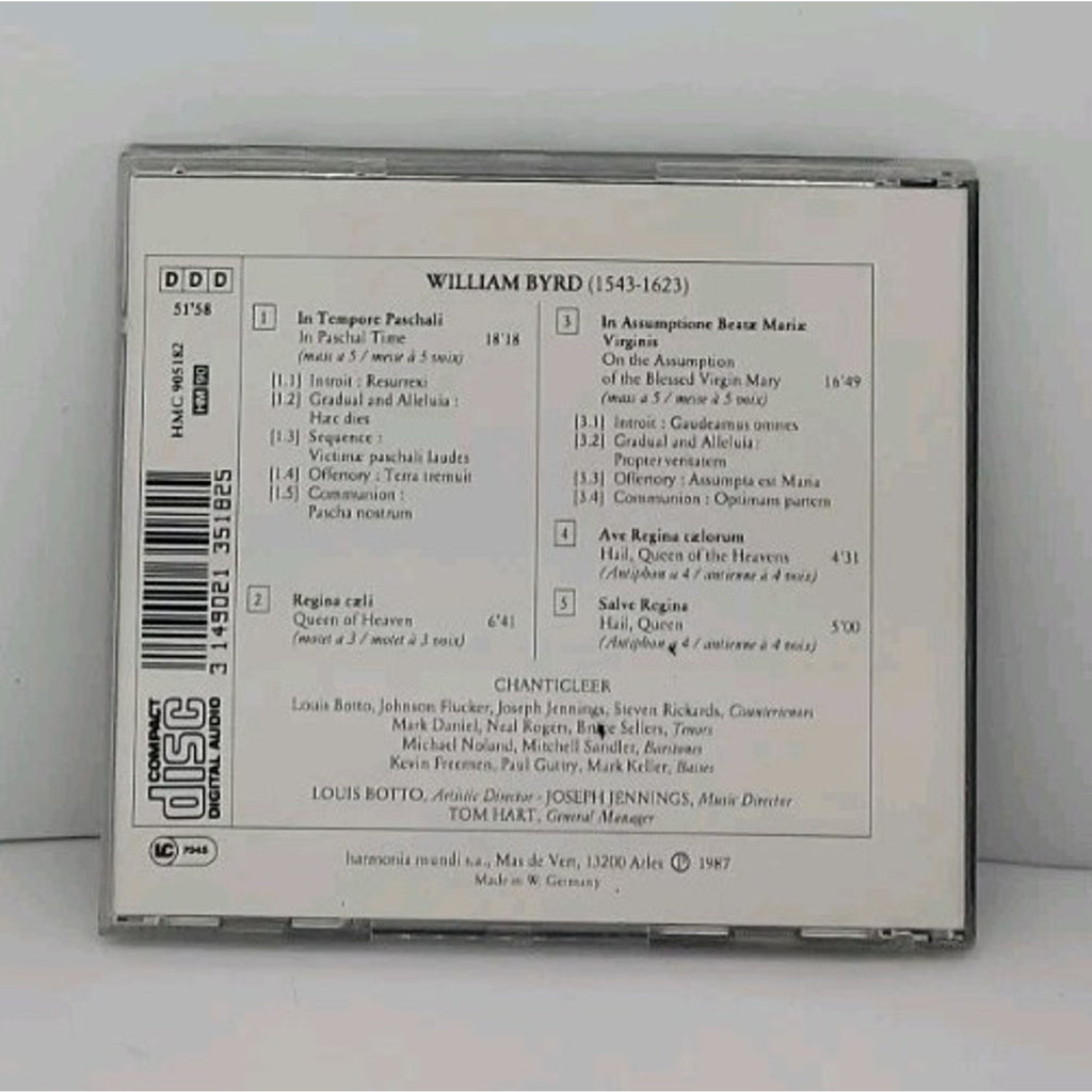Byrd: Missa In Tempore Paschali (CD, Jan-1993, Harmonia Mundi (Distributor))