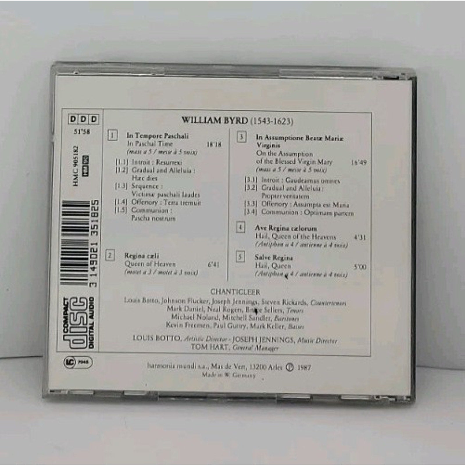 Byrd: Missa In Tempore Paschali (CD, Jan-1993, Harmonia Mundi (Distributor))