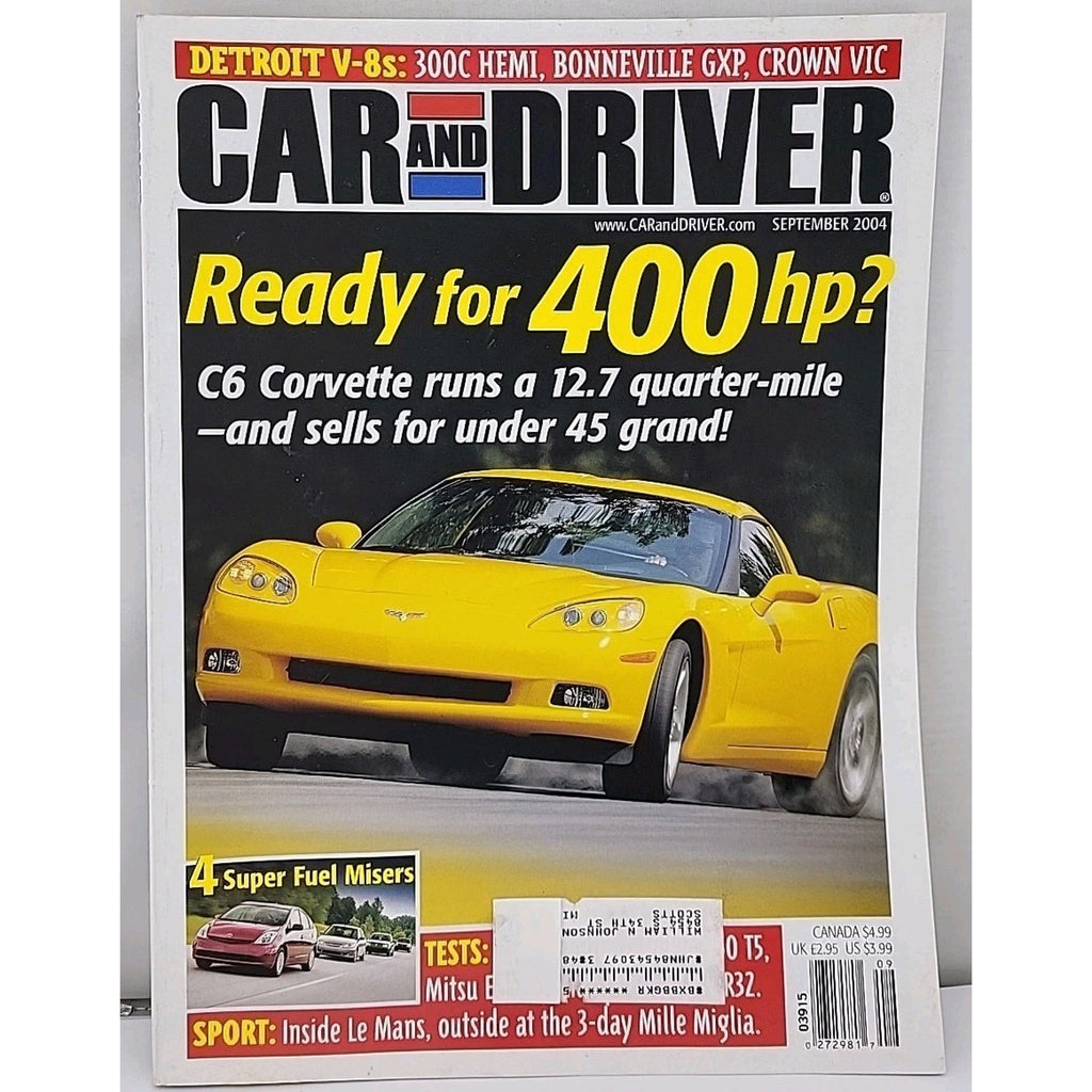 Car And Driver Magazine- September 2004 - Volume 50 Number 3