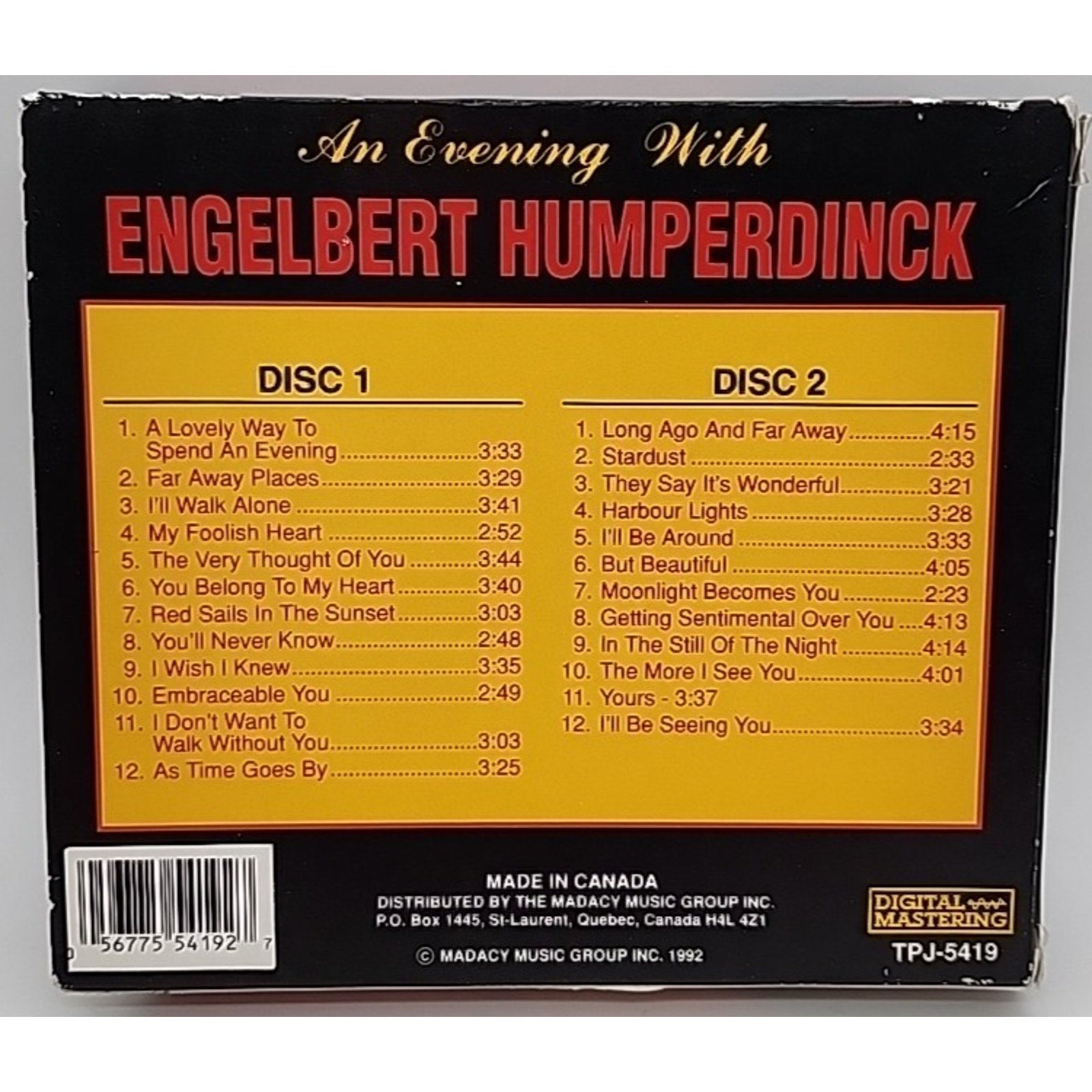 Evening with Engelbert Humperd by Engelbert Humperdinck (CD, 1994)