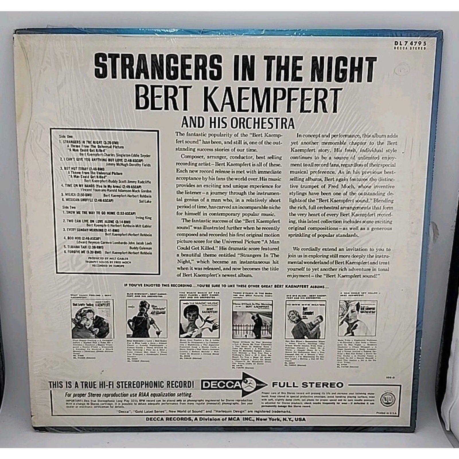 Bert Kaempfert & his Orchestra -Strangers in the Night Vinyl Record LP