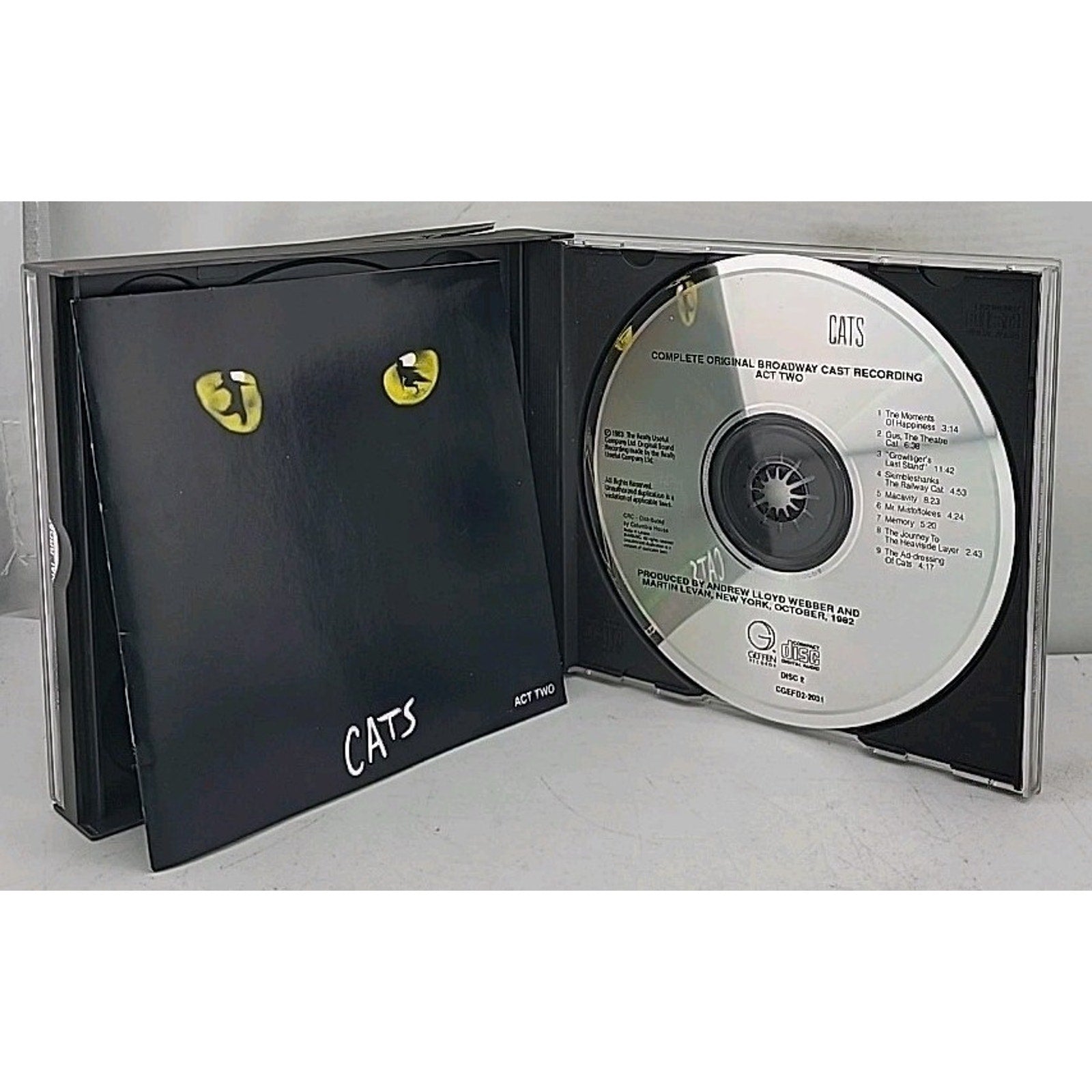 Cats CD Showtunes Original Broadway Cast 80s 21 Song 2 Disc Album Grammy Memory