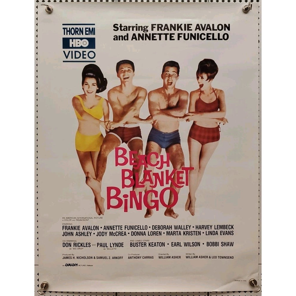 Beach Blanket Bingo Video Promo Movie Poster Frankie Avalon Annette 19x25