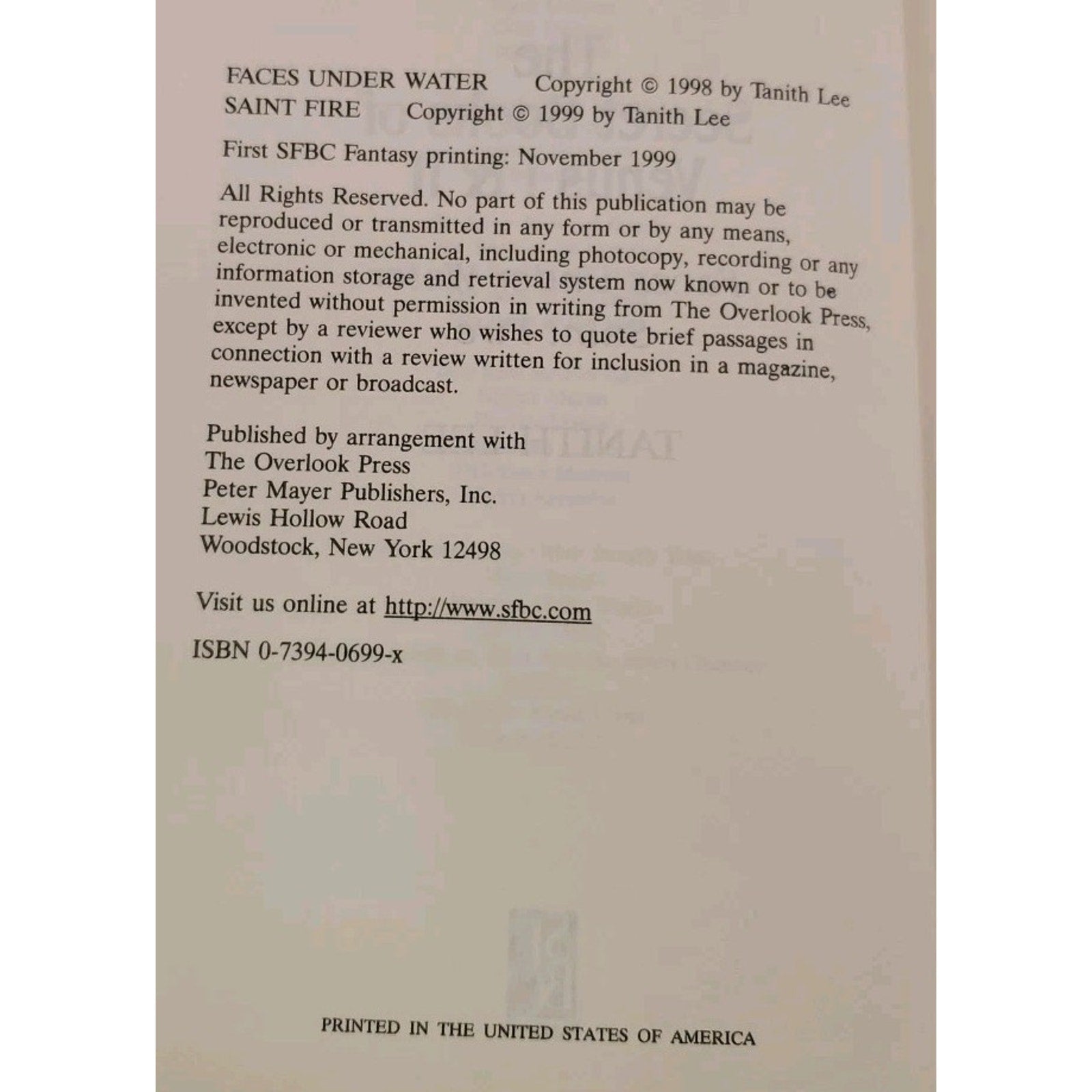Secret Books of Venus I and II: Faces Under Water; Saint Fire