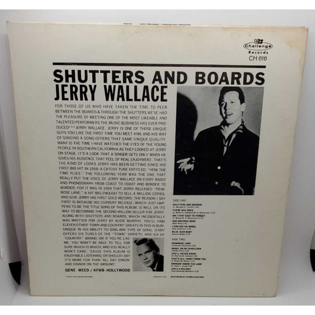 Jerry Wallace Shutters And Boards & Other Town And Country Hits (Record)