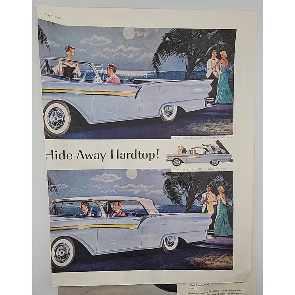 Two Page Magazine Ad* - 1957 - Ford Fairlane Skyliner