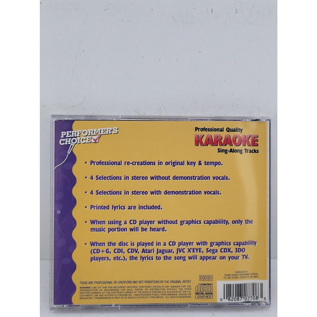 Karaoke Sing The Best Country Party Songs #7708 Performer's Choice CDG & CD