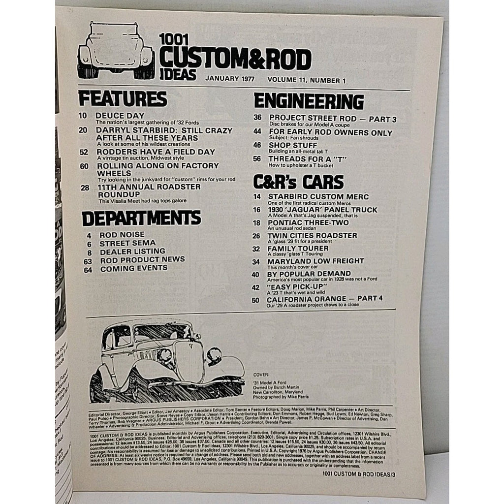 1001 Custom And Rod Ideas Magazine - January 1977 - Volume 11 Number 1