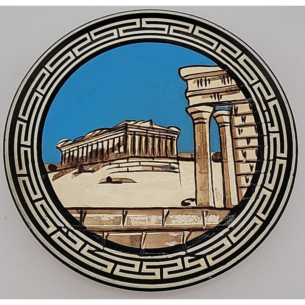 Small Hand Painted Athens Greece Dish Clay Terracotta