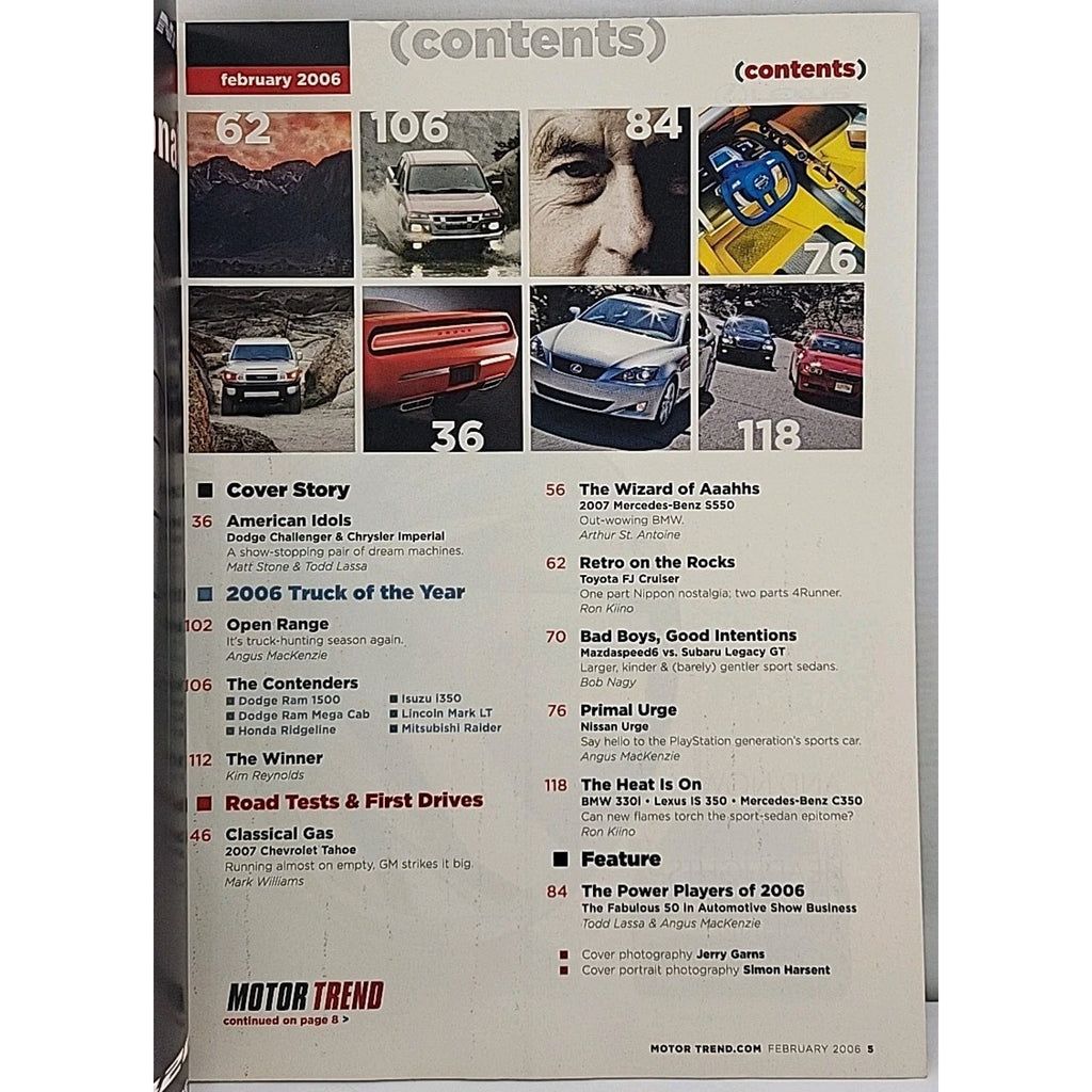 Motor Trend Magazine February 2006
