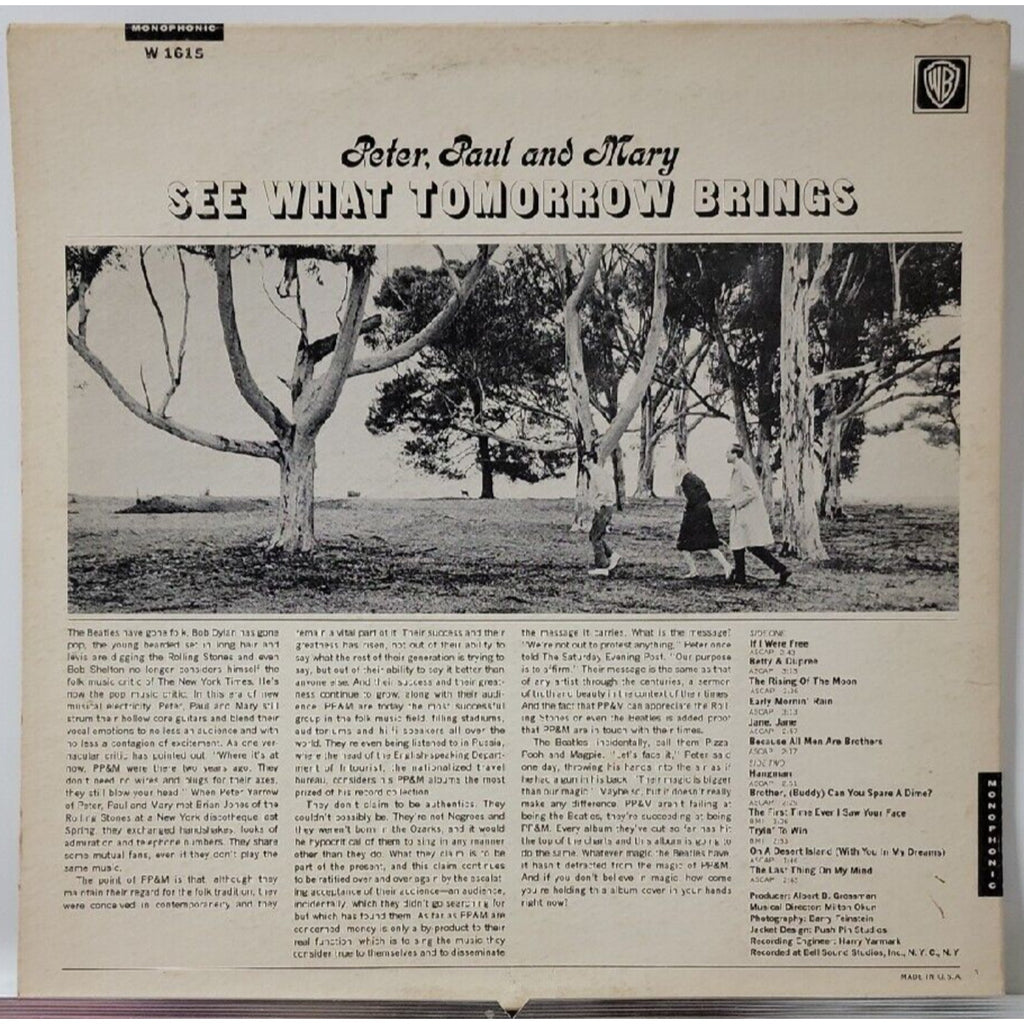 Peter Paul and Mary See What Tomorrow Brings (Record)