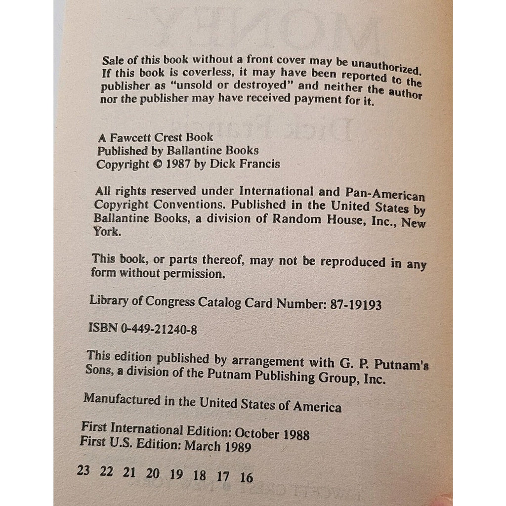 Hot Money by Dick Francis (1989, Mass Market)