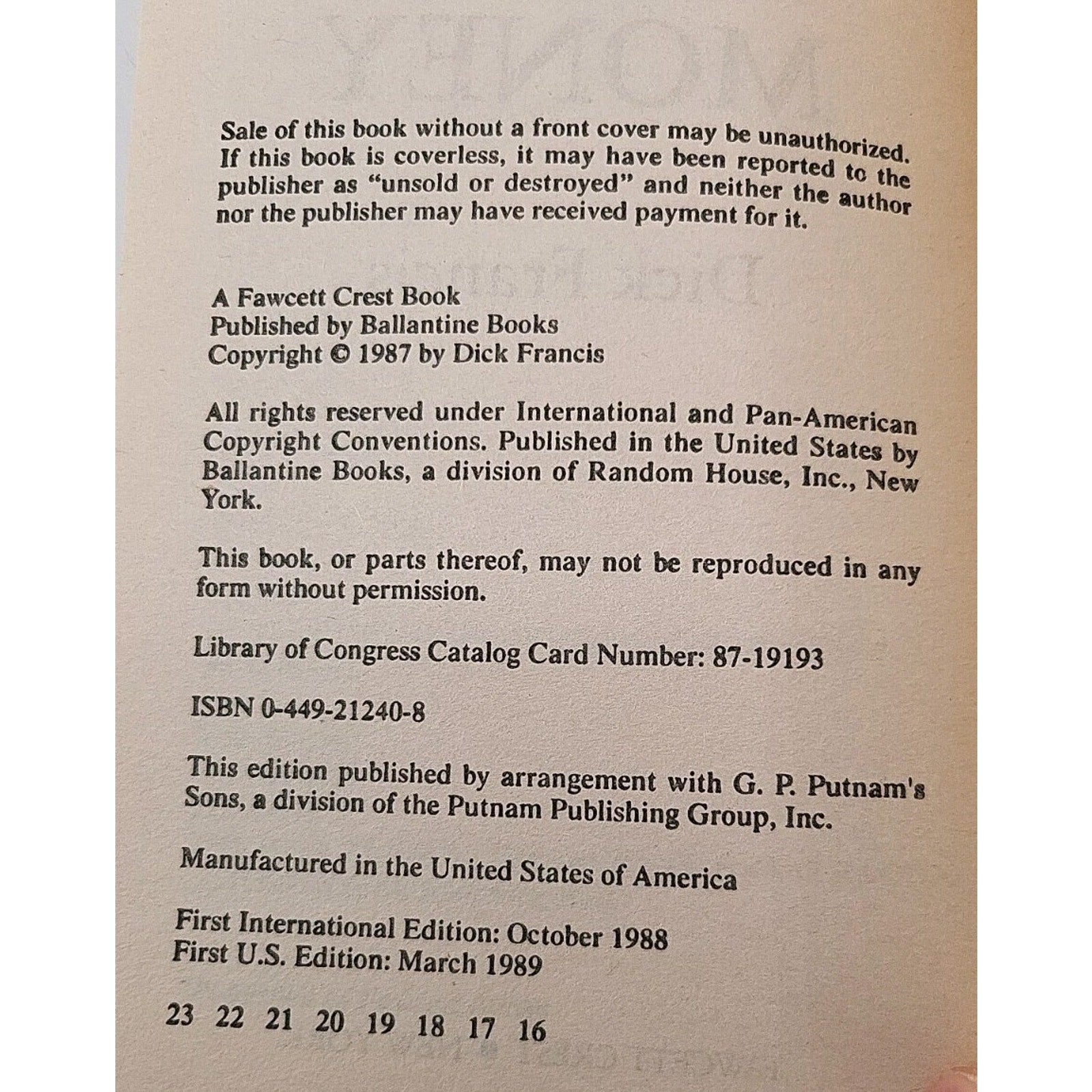 Hot Money by Dick Francis (1989, Mass Market)