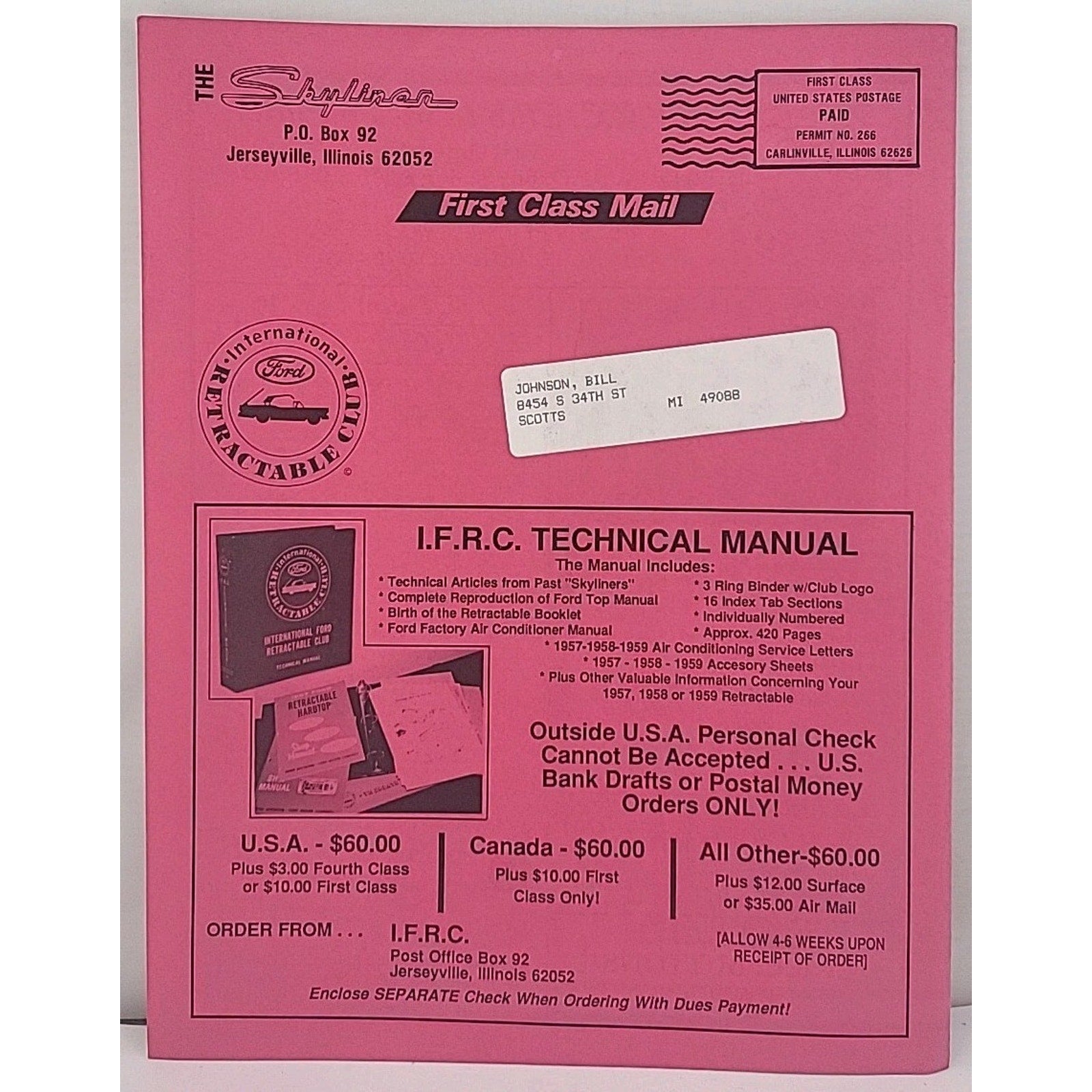 The Skyliner - International Retractable Club - September 1988 Number 98