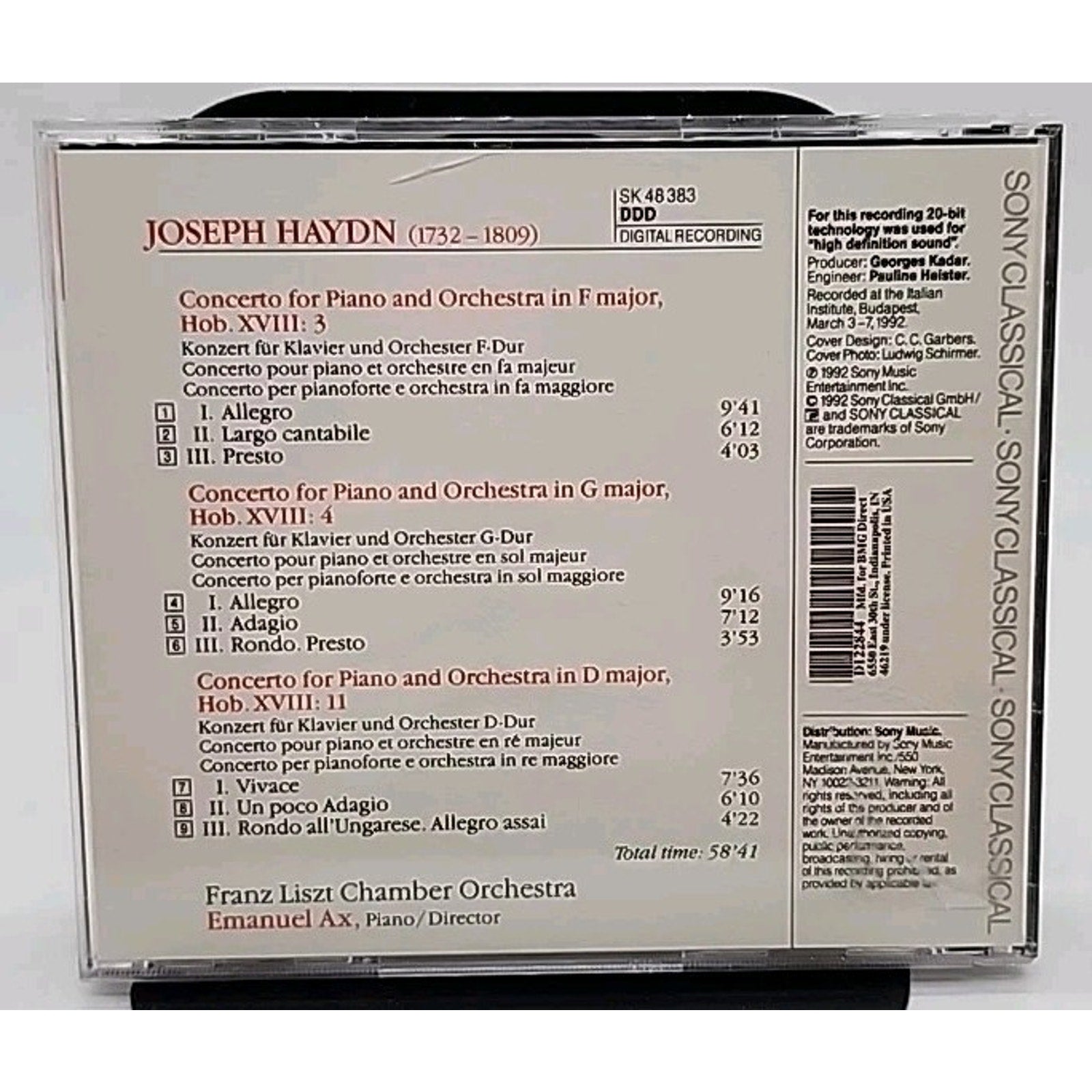 Haydn: Piano Concertos (CD, Jan-1993, Sony Classical)