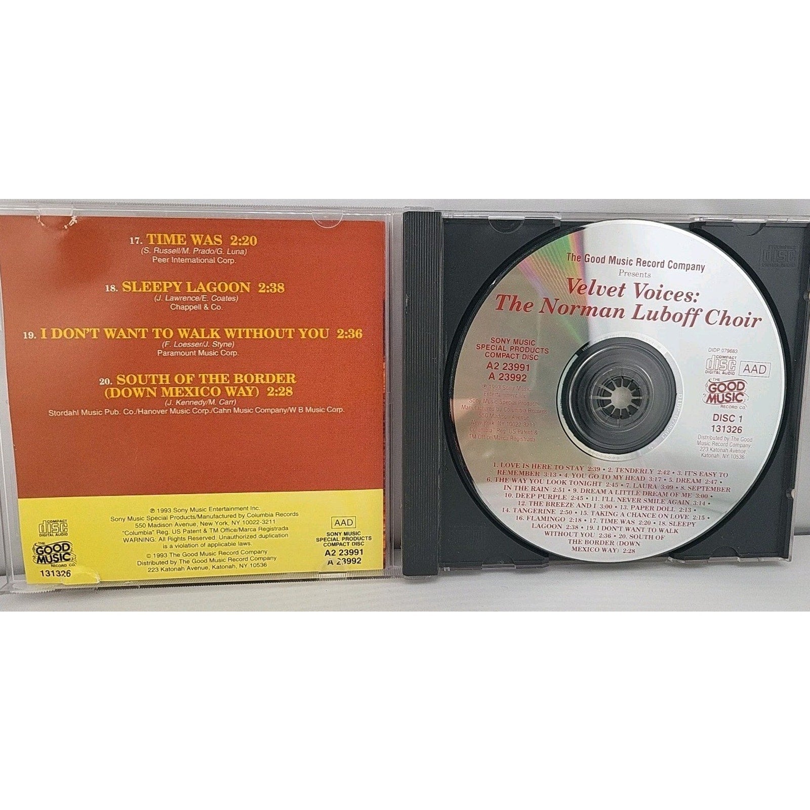 Velvet Voices Satin Songs 1993 CD Disc 1