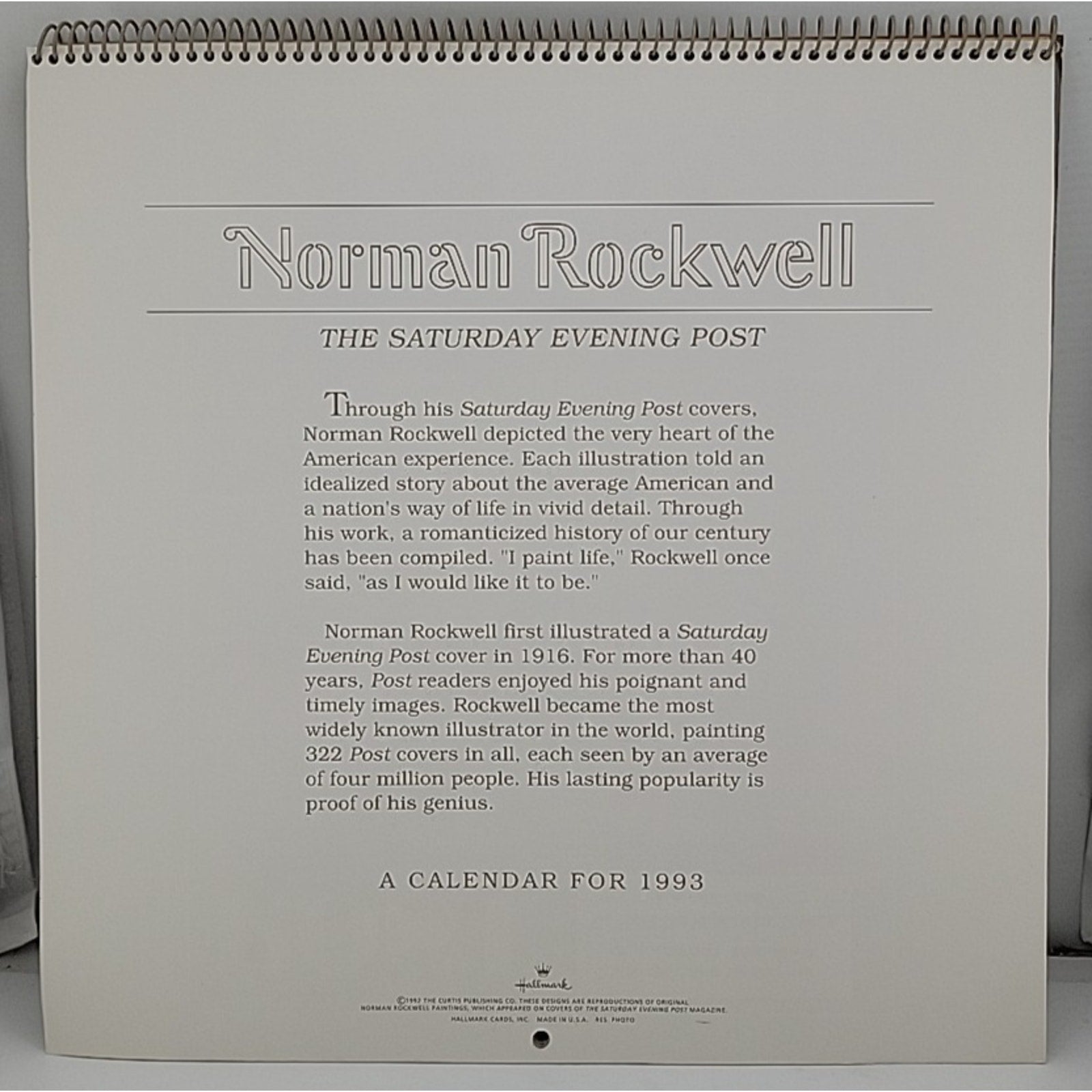 Norman Rockwell 1993 Calendar
