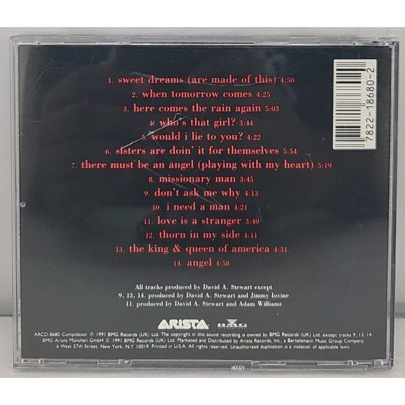 Greatest Hits by Eurythmics (CD, May-1991, Arista)