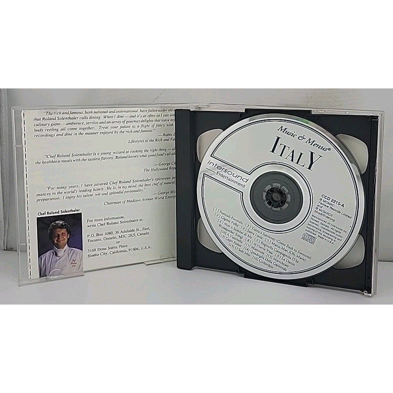 Italy Music & Menus CD. Disc 1 Music Of The Country, Disk 2 Classical Interludes