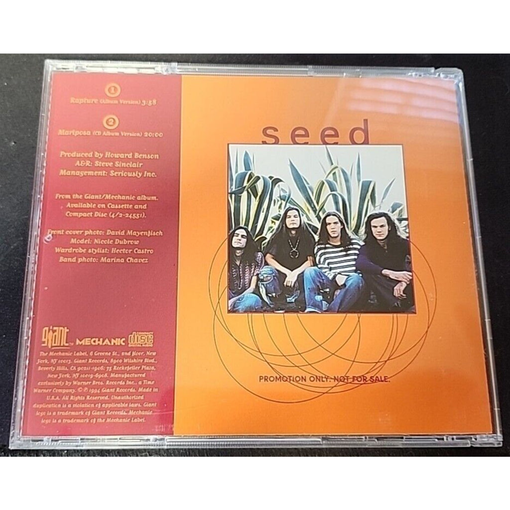 SEED Rapture w/ UNRELEASED 20 MINUTE version Mariposa PROMO CD Single