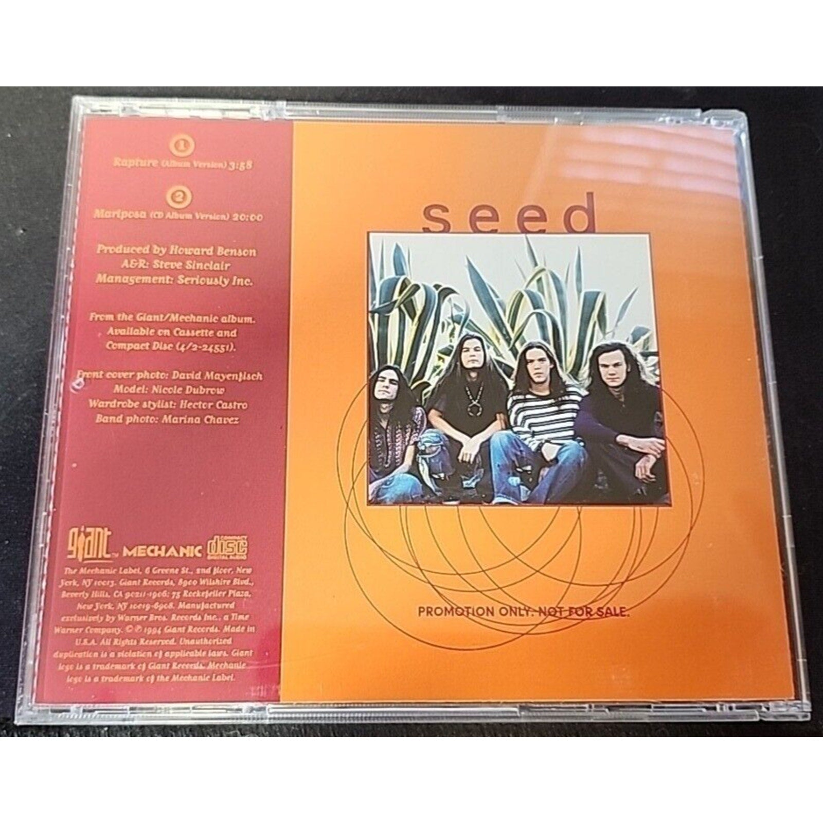 SEED Rapture w/ UNRELEASED 20 MINUTE version Mariposa PROMO CD Single