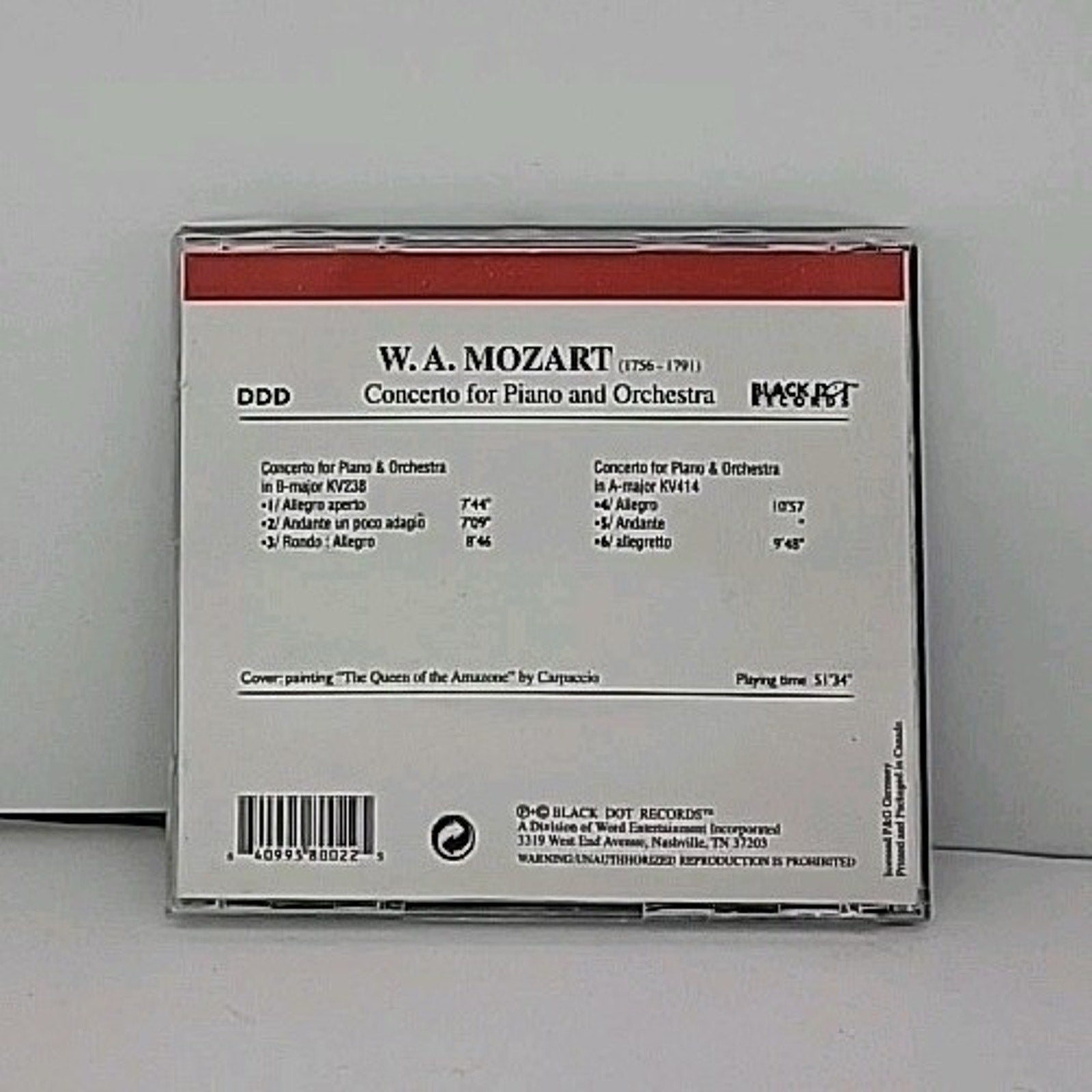 Mozart Concerto for Piano & Orchestra No. 6 B major KV 238, No. 12 in A ... CD