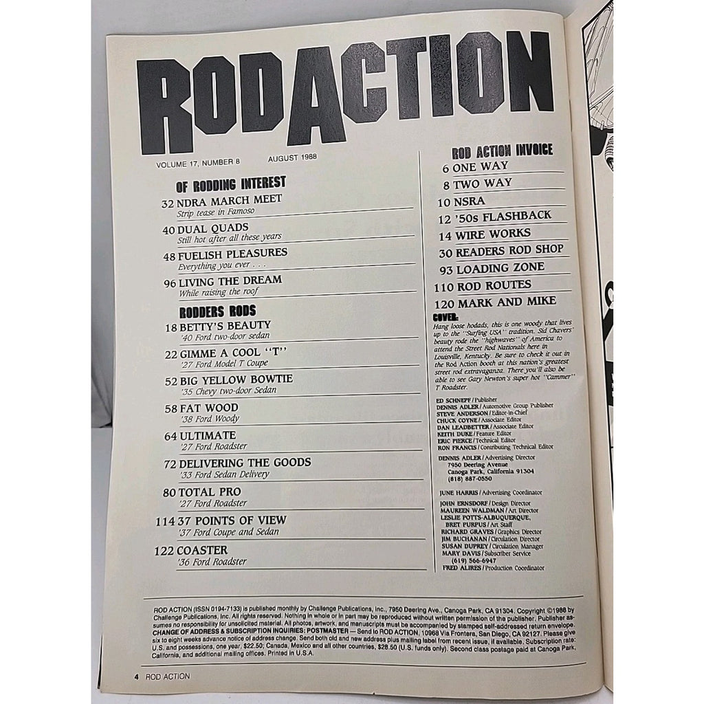 Rod Action Magazine August 1988 Volume 17 Number 8