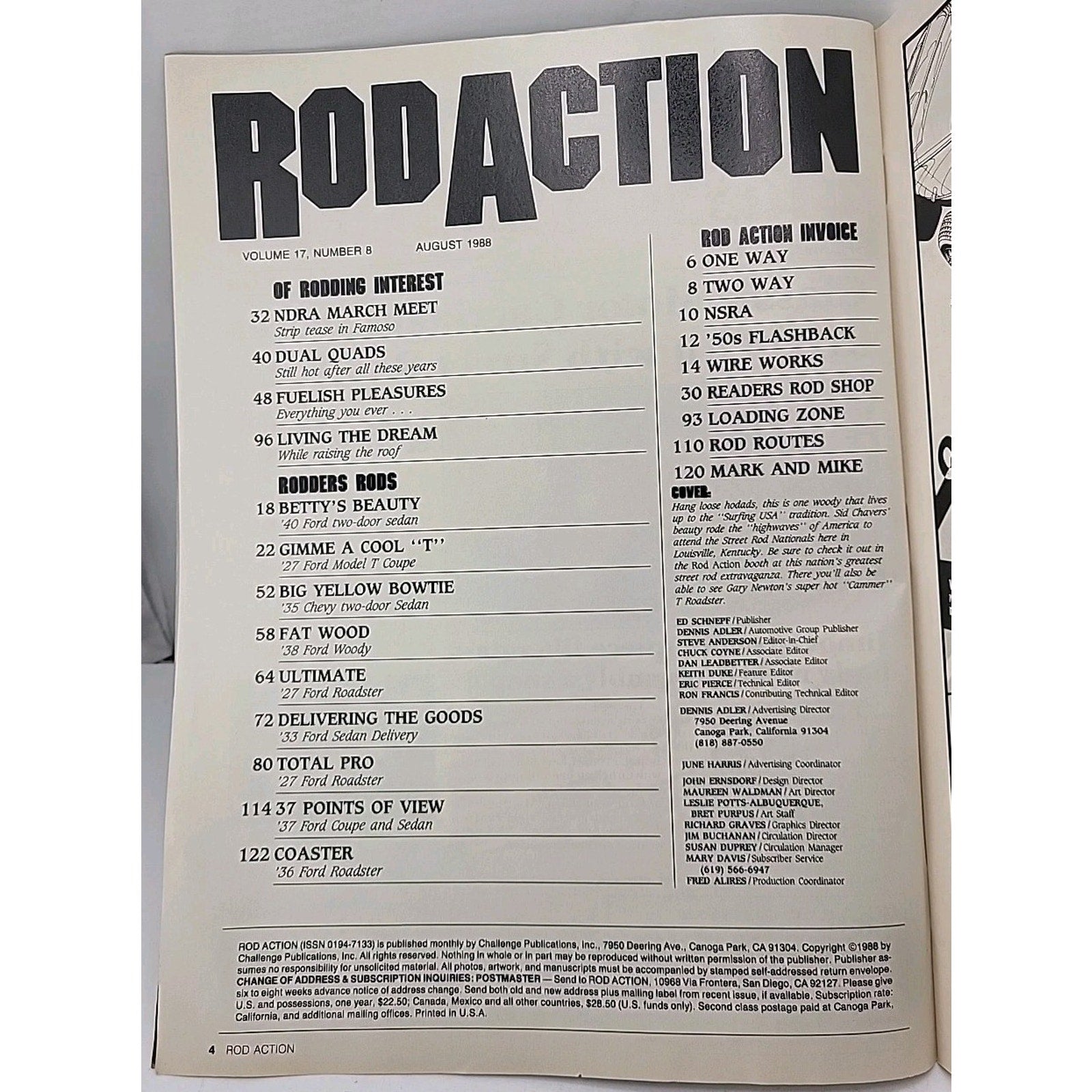 Rod Action Magazine August 1988 Volume 17 Number 8