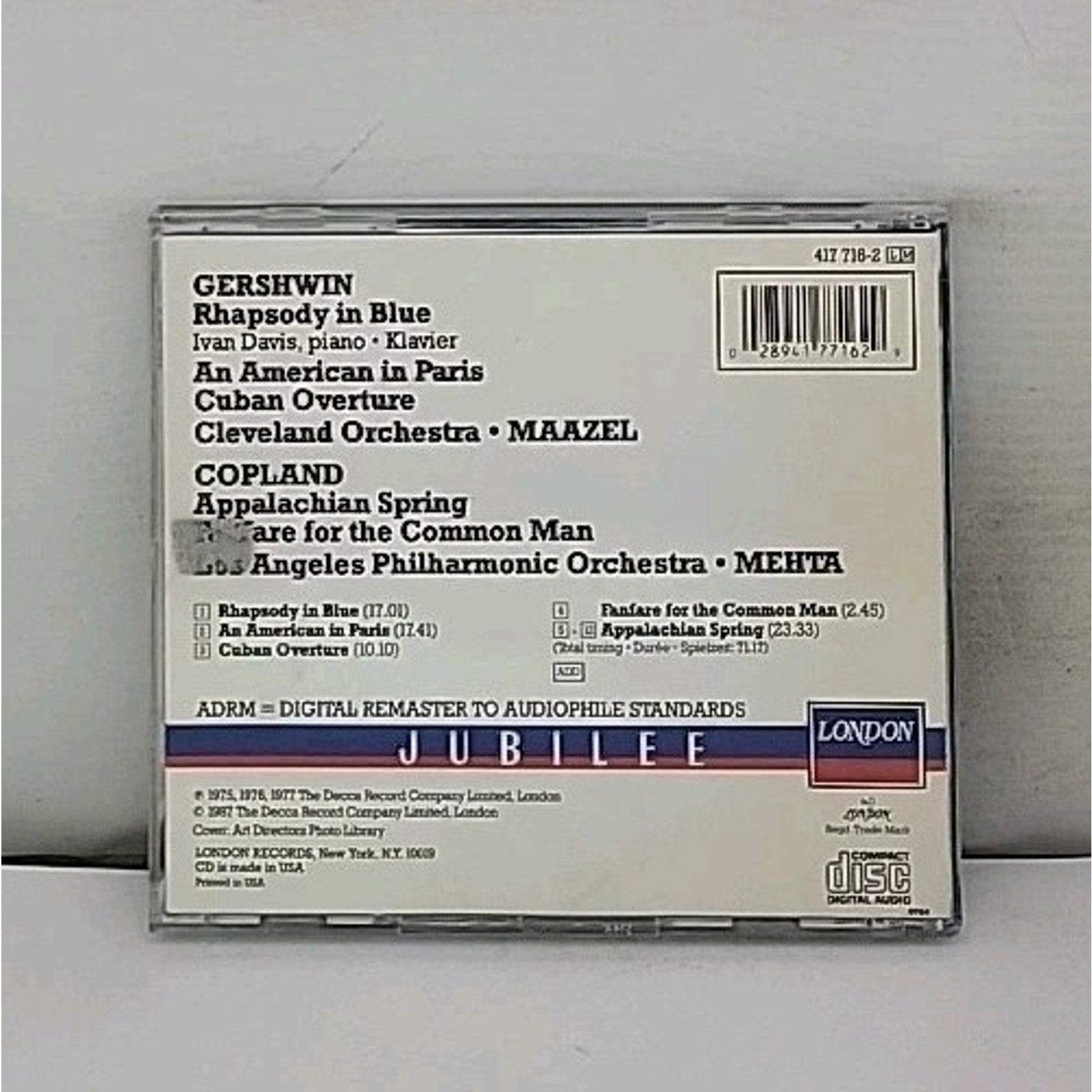 Gershwin: Rhapsody In Blue/Copland: Appalachian Spring CD