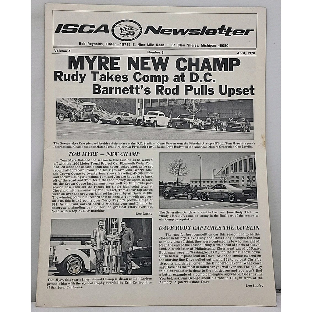 ISCA Newsletter April 1970 Volume X Number 8