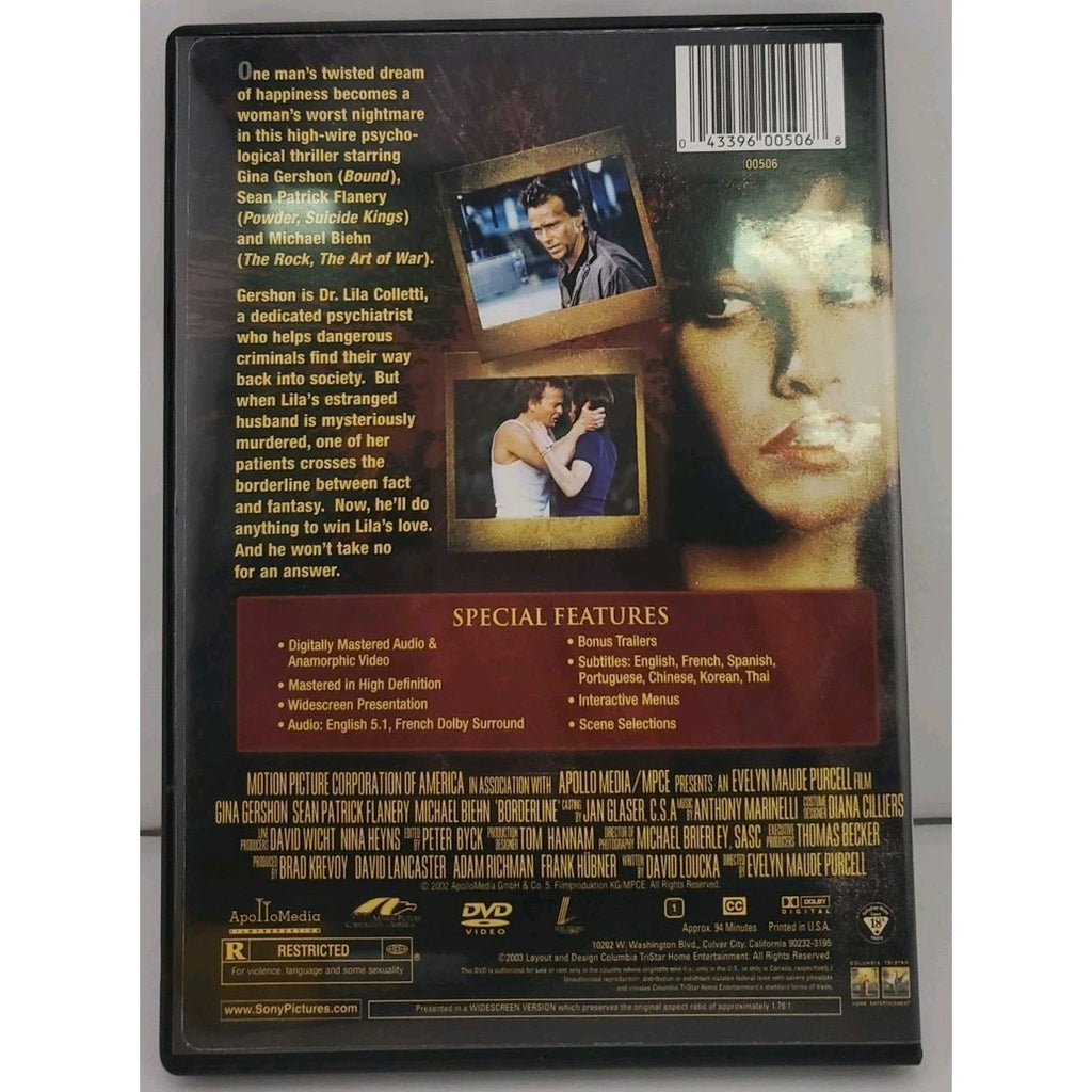 Borderline DVD Widescreen Gina Gershon Sean Patrick Flannery Michael Biehn 2003