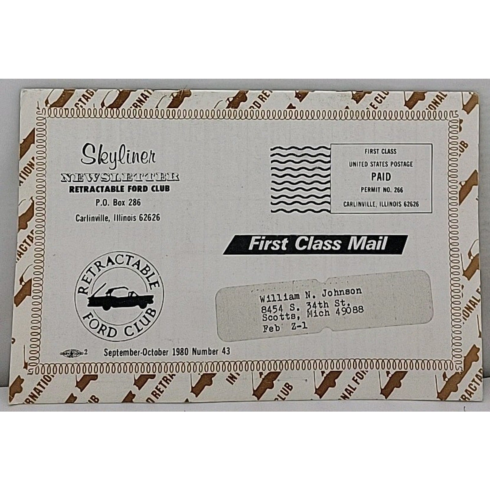 Skyliner Newsletter - Retractable Ford Club #43 - September-October 1980