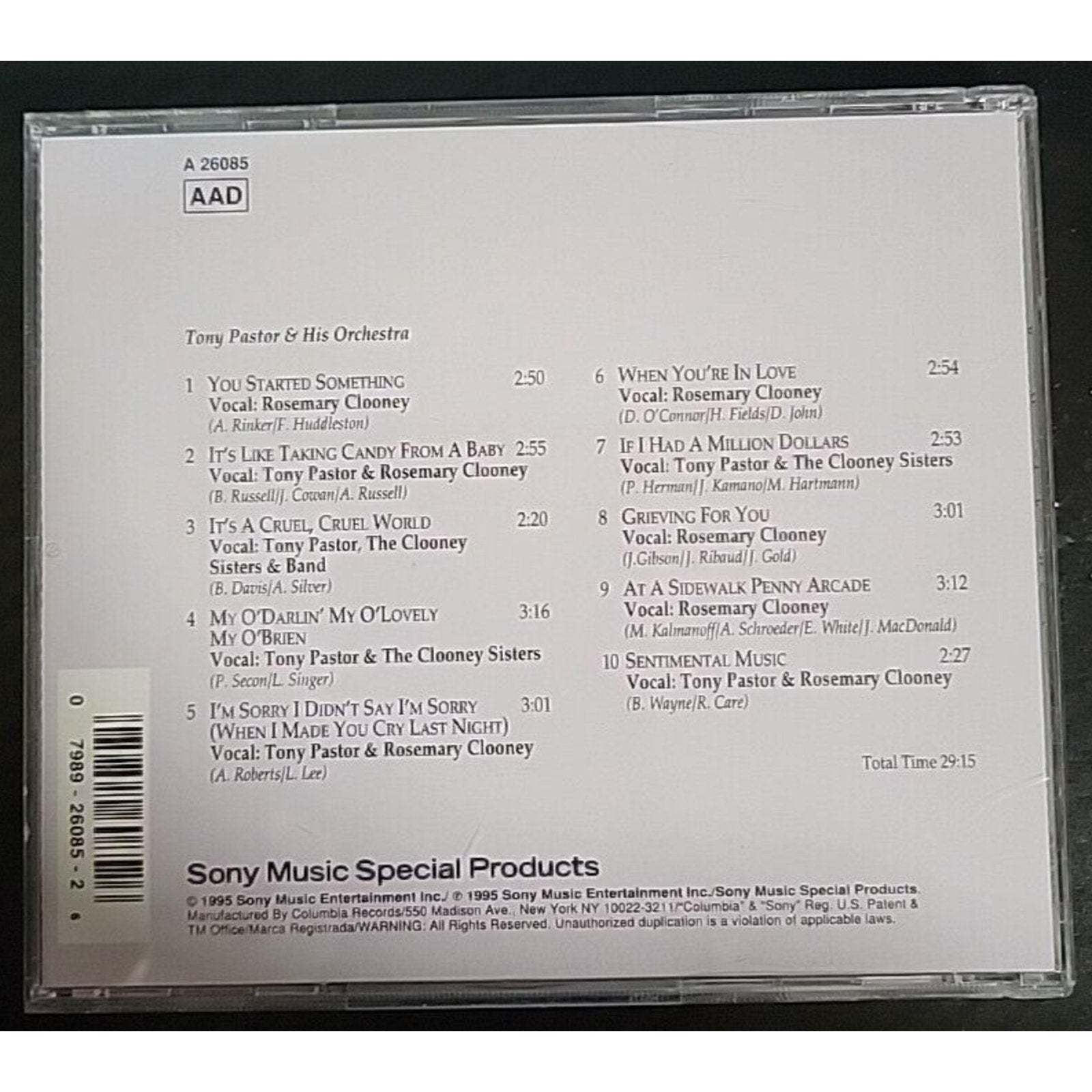 Rosemary Clooney & Tony Pastor- You Started Something (CD, 1995, Sony)