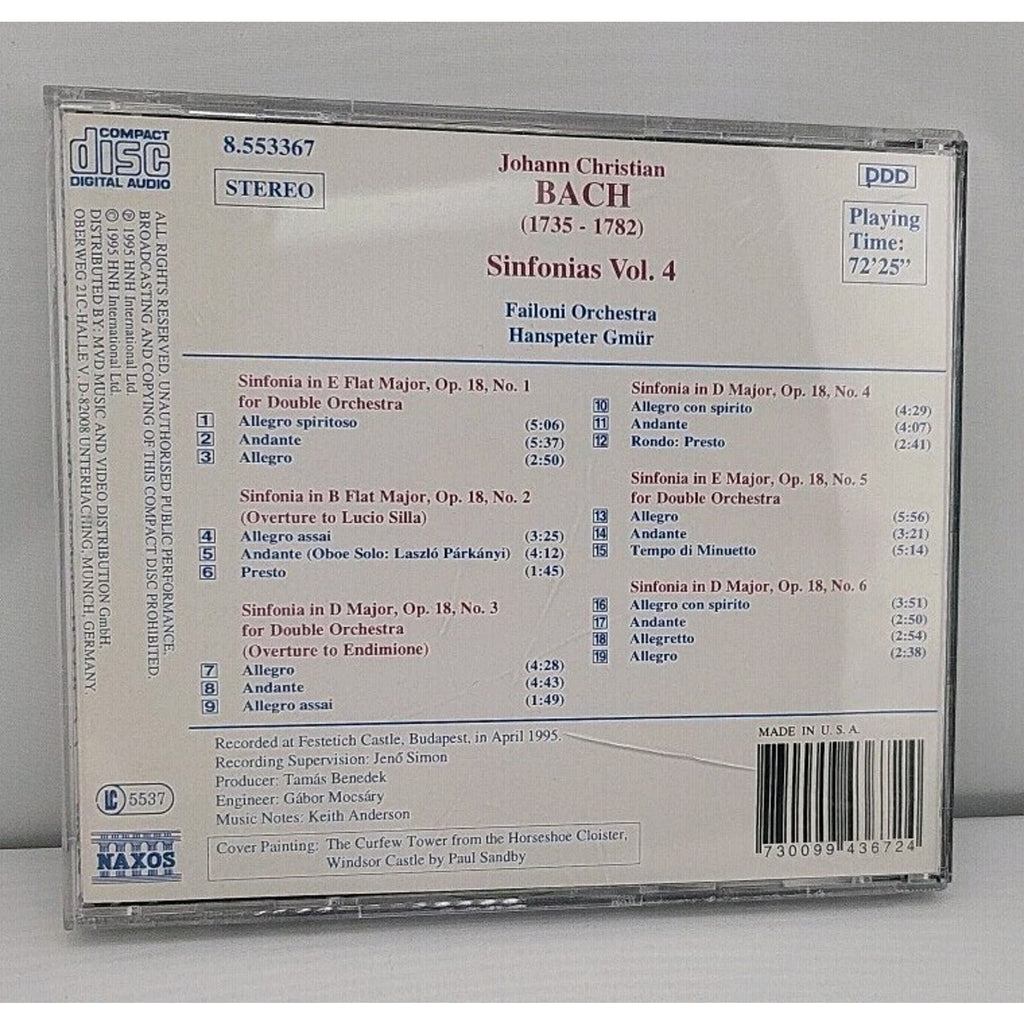 Sinfonias Vol. 4 by Bach, J.S. / Gmur / Failoni Orchestra (CD, 1996)