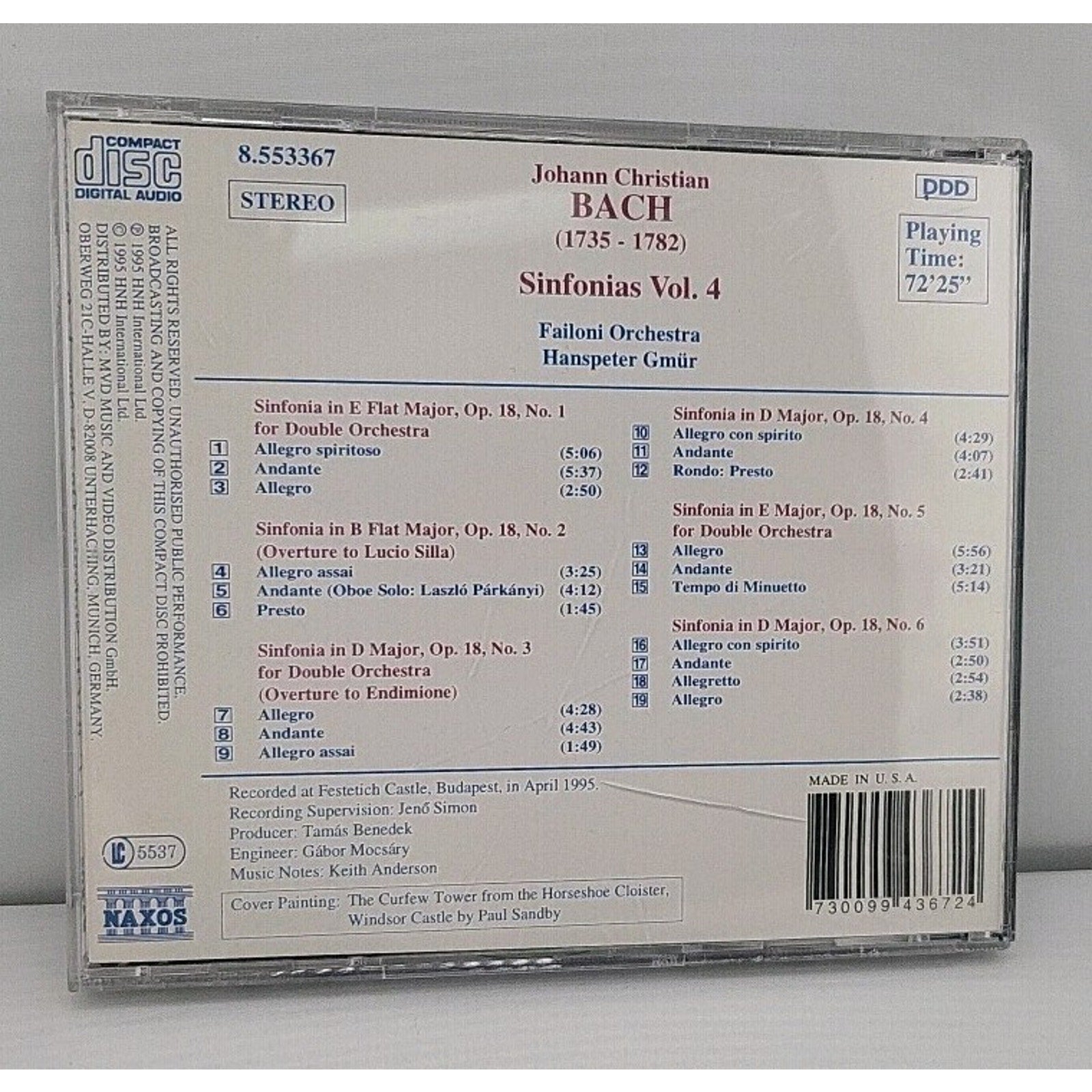 Sinfonias Vol. 4 by Bach, J.S. / Gmur / Failoni Orchestra (CD, 1996)