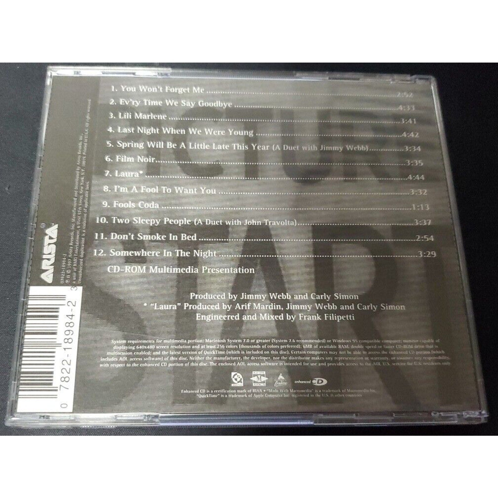 Film Noir by Carly Simon (CD, Sep-1997, Arista)
