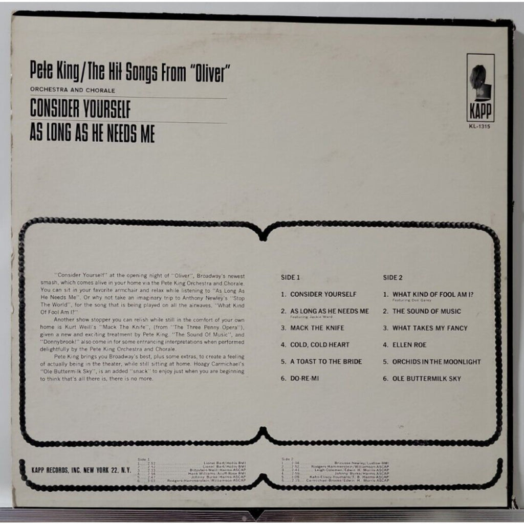 The Hit Songs From "Oliver" / Consider Yourself At Home (Record)